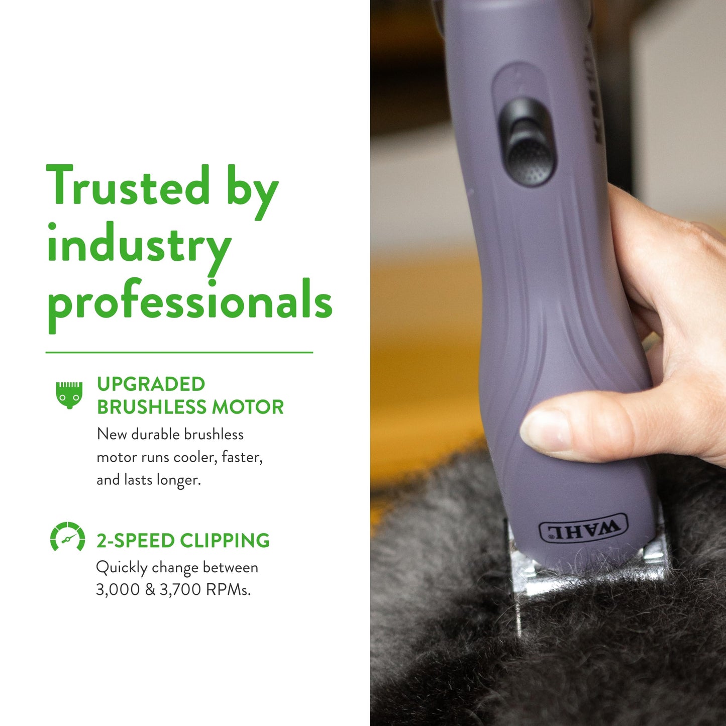 Wahl Pro Animal KM10+ Corded Clipper - New #10 Prime Series Blade, LOCKGUARD Patent Pending Technology & Textured Housing Design - Clippers for Cats, Dogs & Horses - Lightweight - 2-Speeds - Purple