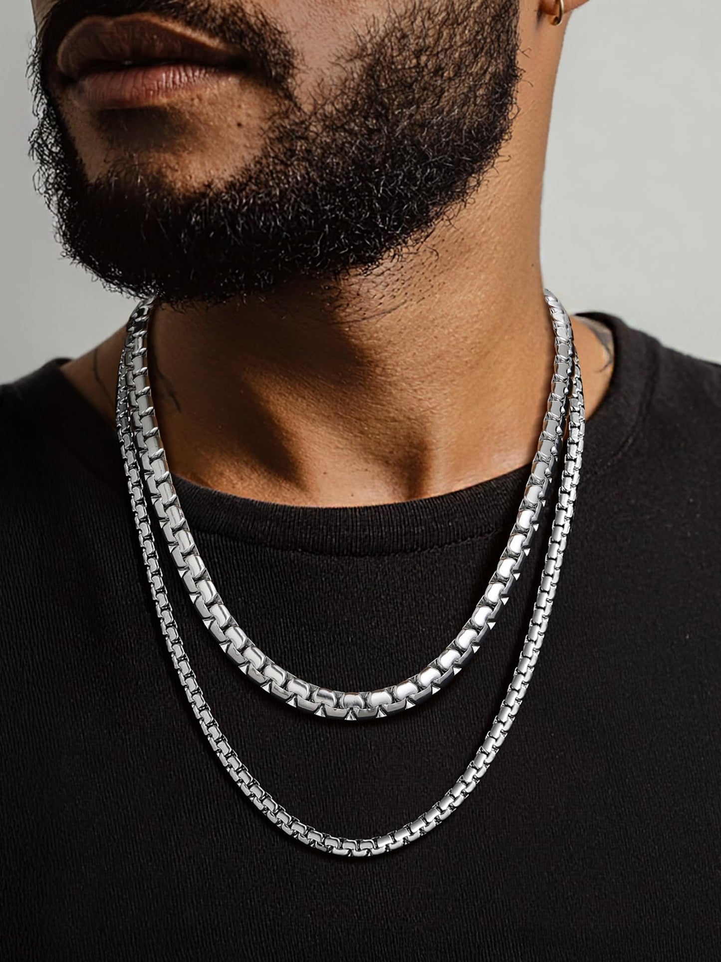 PROSTEEL Stainless Steel Chain 8mm Flat Box Necklace Hypoallergenic & Sweatproof 14"-30" Cool Chunky Chain Jewelry