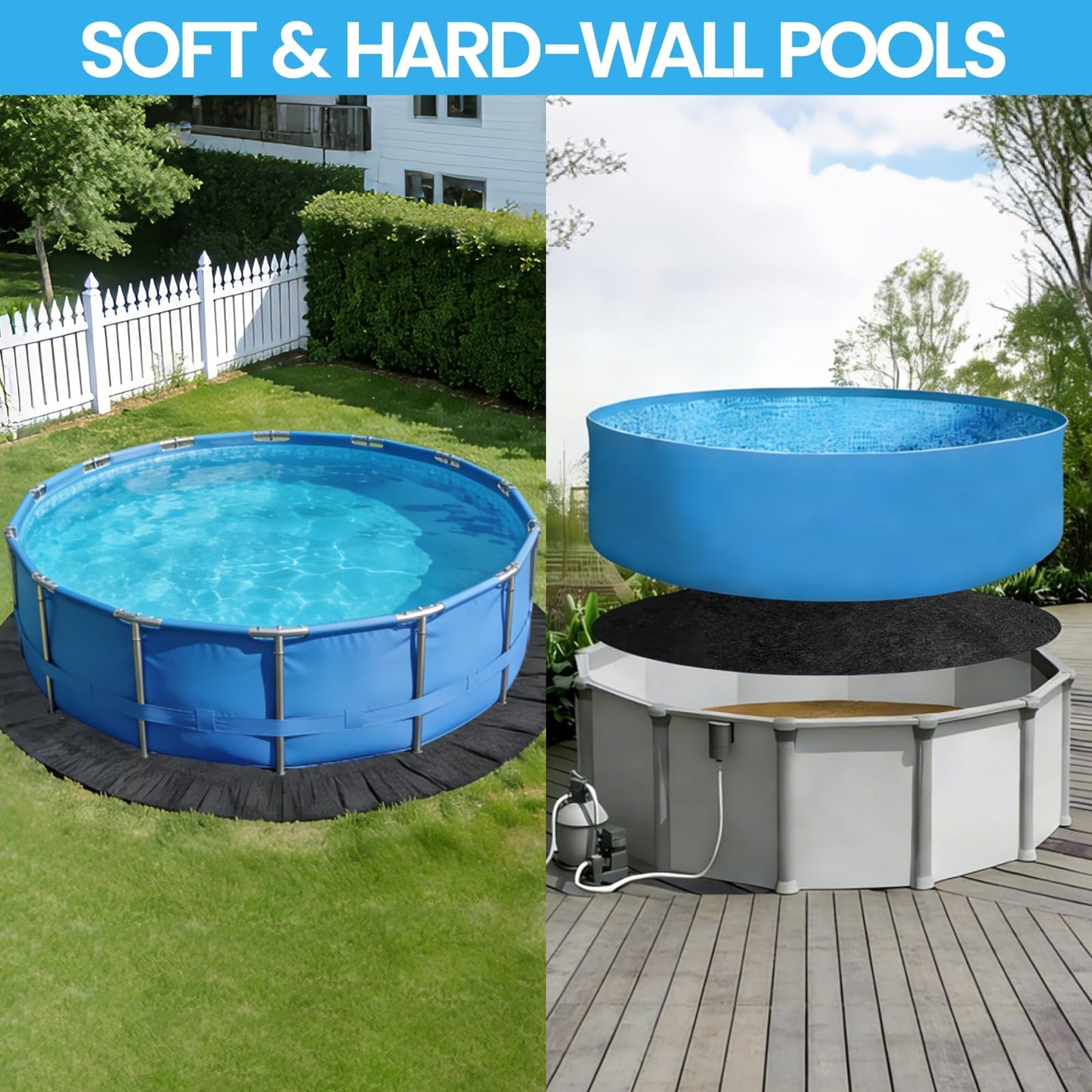 Poolvio 18-Foot Round Above Ground Pool Liner Pad, Geotextile Under Padding, Extends Liner Life, Puncture & Weed Barrier, Eco-Friendly Fabric