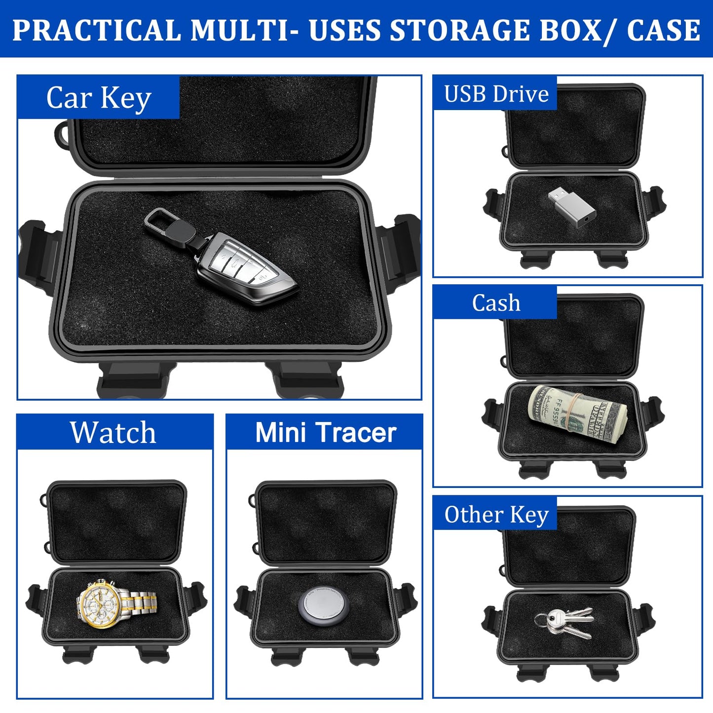 Magnetic Key Box, Magnetic Key Holder Under Car, Hide a Key Magnetic Car Waterproof Key Holder Hider Key Case for Outside Travel, Hide a Key Box for Cars, SUV, Truck - Black, 1 Pack
