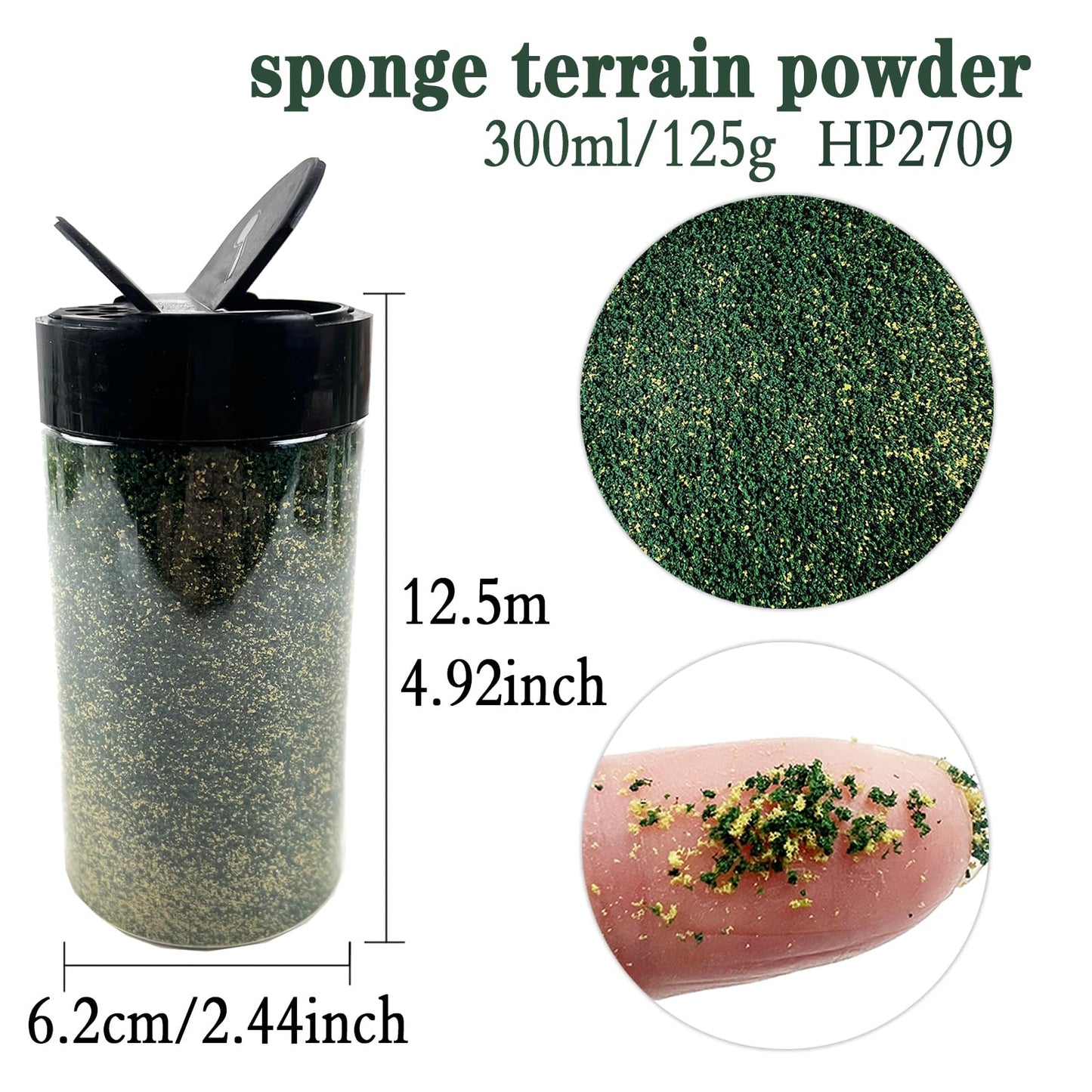 ZZZ SAN ZHI Model Terrain Sponge Grass Powder - 300ml/125g 12 Colors with Shaker Bottle for Diorama, Railway & Car Miniature Scene Building (HP2709)