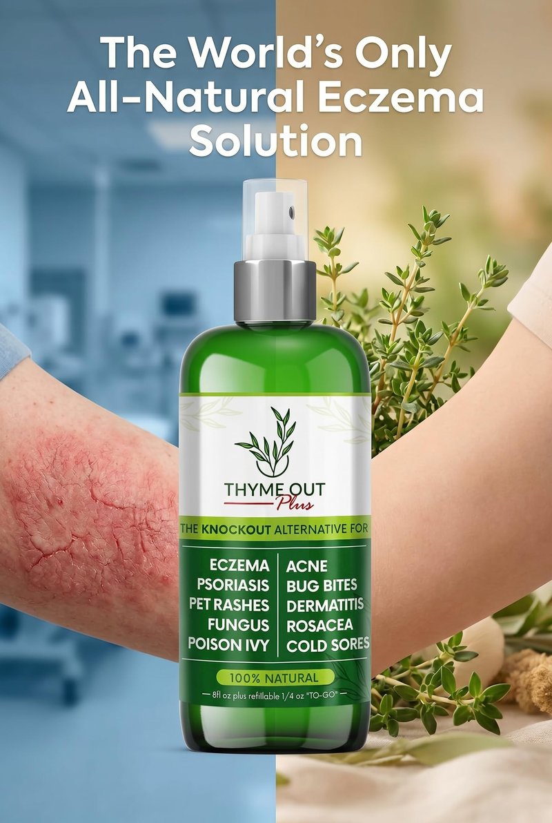 Thyme Out Plus Natural Skin Relief Spray for Eczema, Acne, Bug Bites & Irritated Skin – Safe for Babies, Kids & Pets – Gentle Non-Toxic Face & Body Mist with Organic Thyme + Oat Support