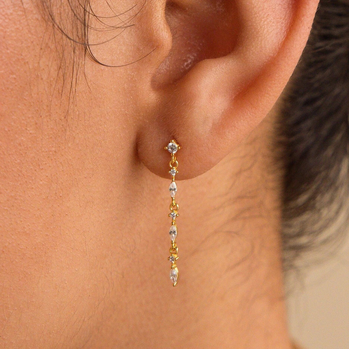 Solistra Gold Dangle Earrings for Women: Trendy Cubic Zirconia Drop Earrings, Hypoallergenic, Wedding & Valentine's Day Gifts