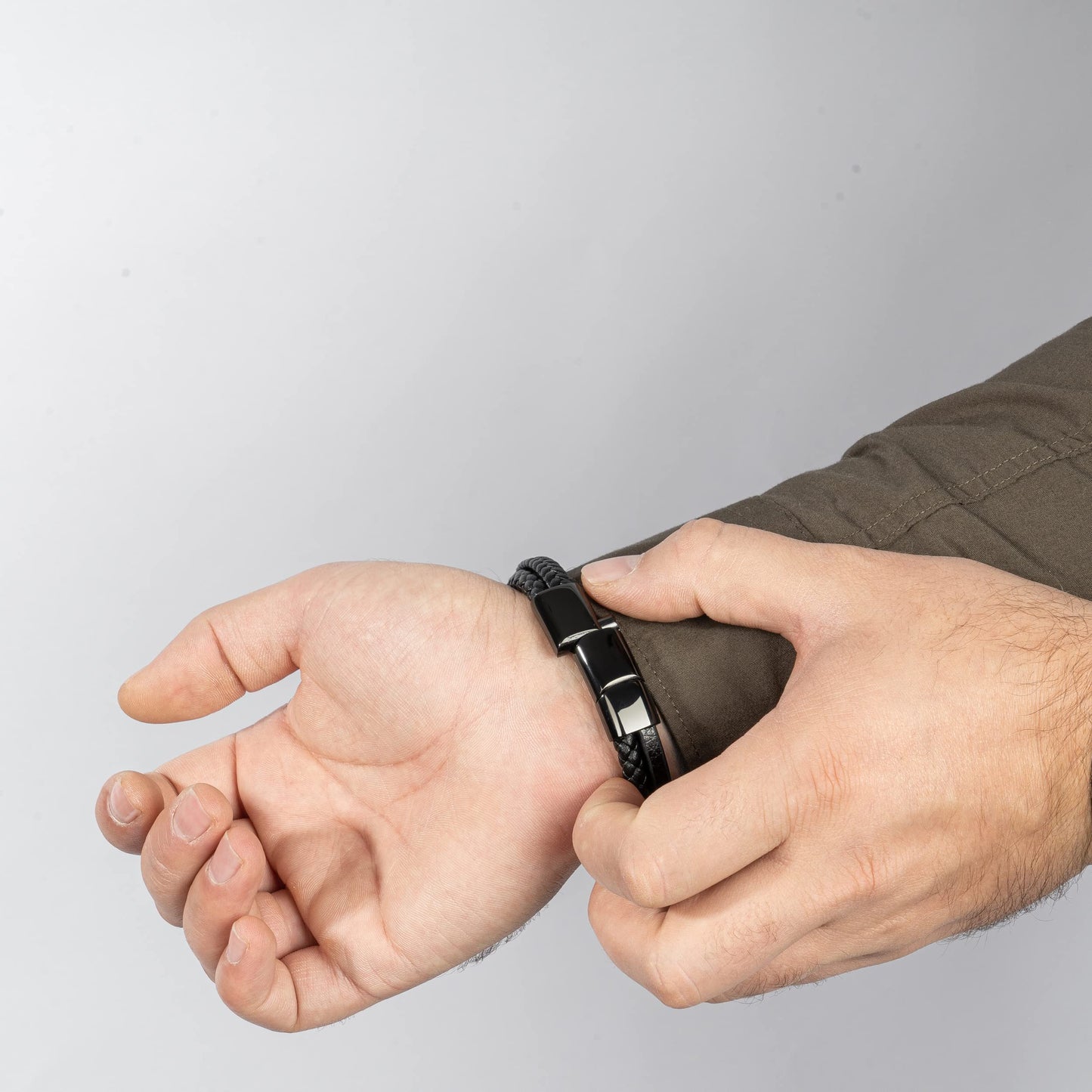 SERASAR Pulsera de Cuero Negro para Hombre, 17cm, Caja Regalo, Real, Piel Vaca, Ajustable, Cierre Magnético, Cuerda Envoltura, Masculino, Pulseras, Banda, Joyas, Imán