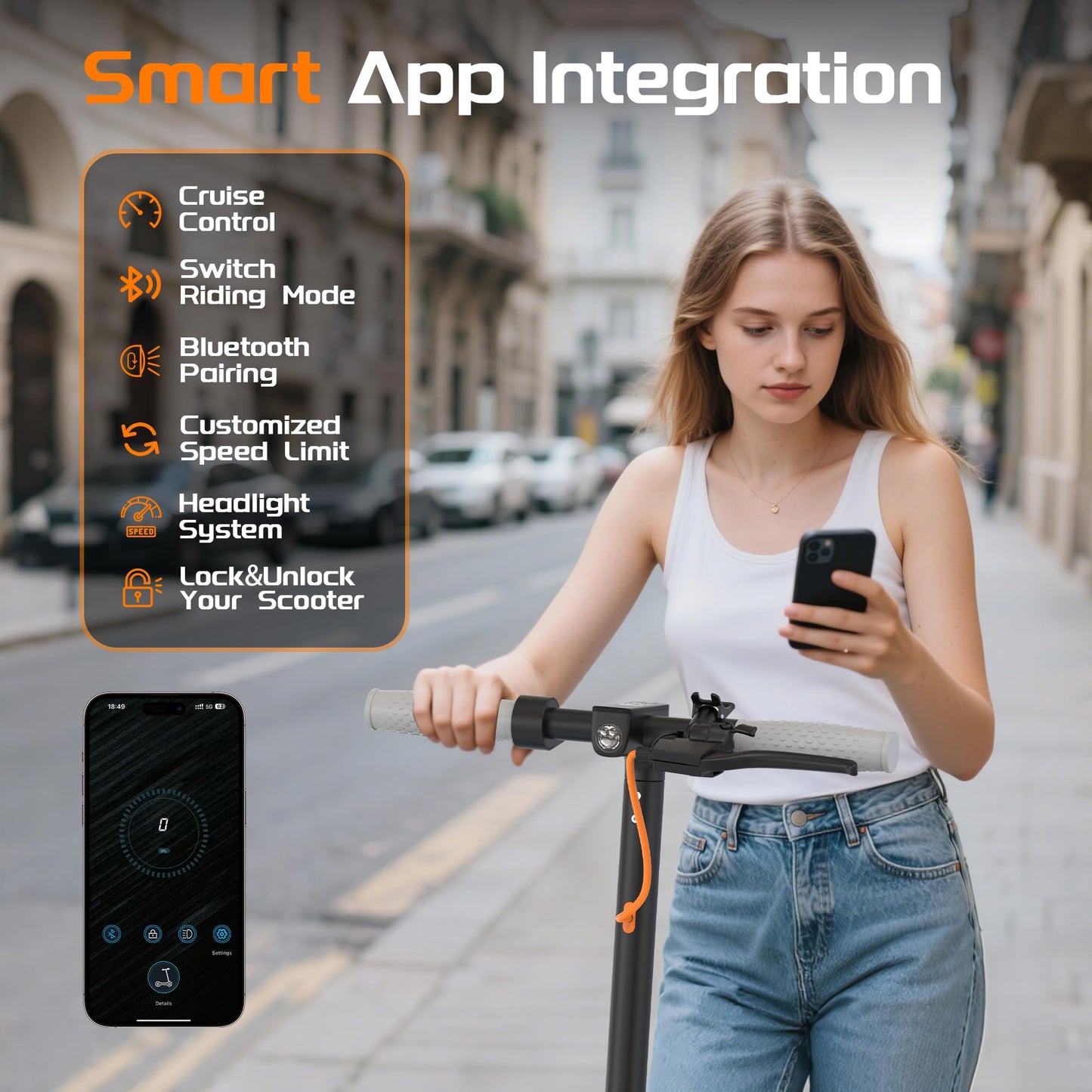 NAVIC Electric Scooter, 8.5" Tires, 350W Motor, 19/Mph, Max 16Miles Ranges, Foldable E Scooter for Adults with App