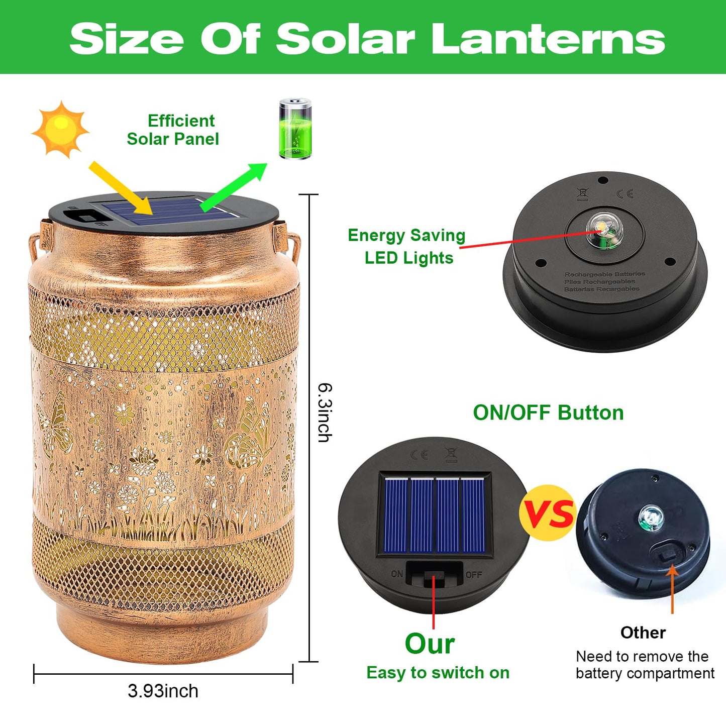 2 Pack Butterfly Solar Lanterns Outdoor Waterproof Garden Decor, Gifts for Mothers Day Women Mom Grandma Birthday, Metal Hanging Solar Lights for Outside Yard Patio Pathway Backyard Porch