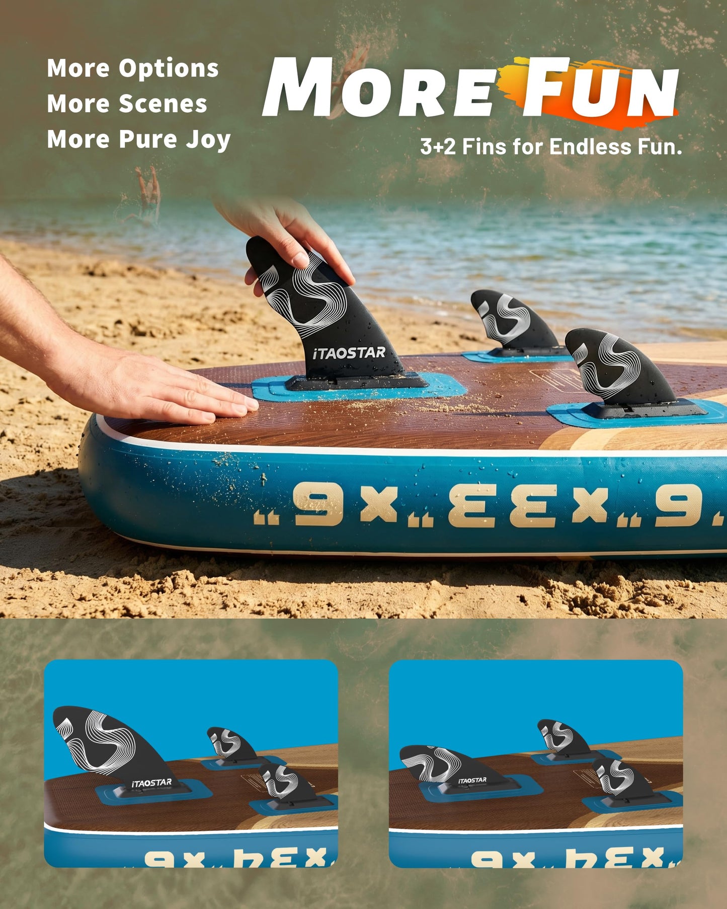iTAOSTAR W02C 34" Super Wide Paddle Board, More Fun Inflatable Paddle Board with 5 Fins for Better Balance, Stand Up Paddleboard with Premium SUP Accessories for Adults of All Skill Levels