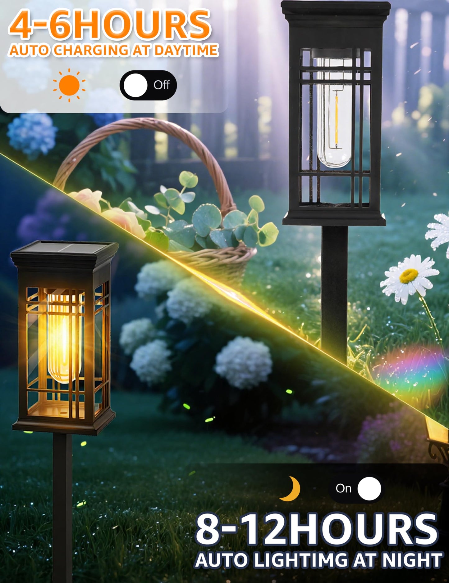 ALLIVING 8 Pack Solar Lights Outdoor Waterproof, Bright Solar Pathway Lights with Auto On/Off, Weatherproof Garden Landscape Lighting for Yard Patio Walkway Lawn Decor