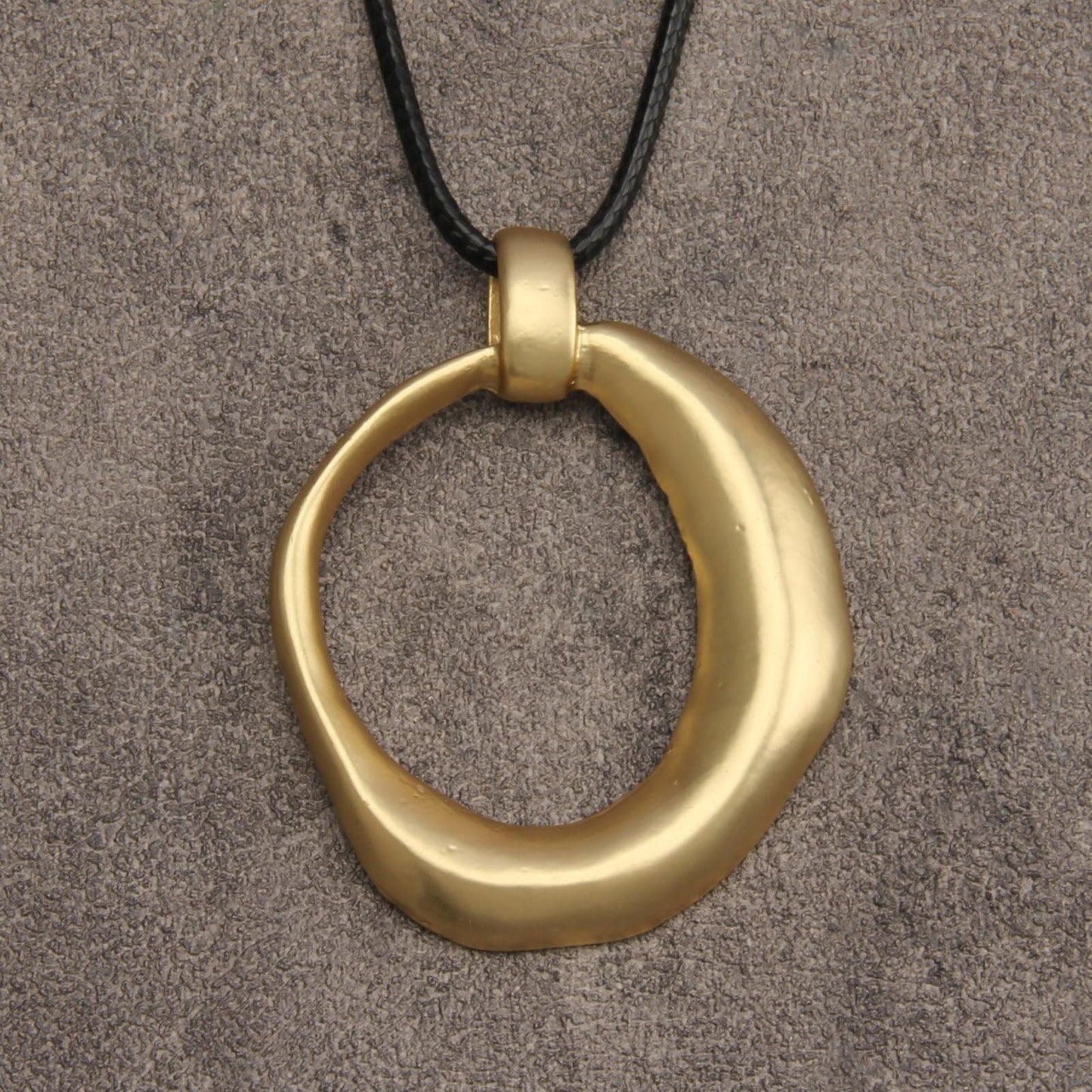 joymiao Big Pendant Necklace Long Leather Necklaces for Women Bohemian Jewelry Gold Circle Necklace Large Black Boho Necklace