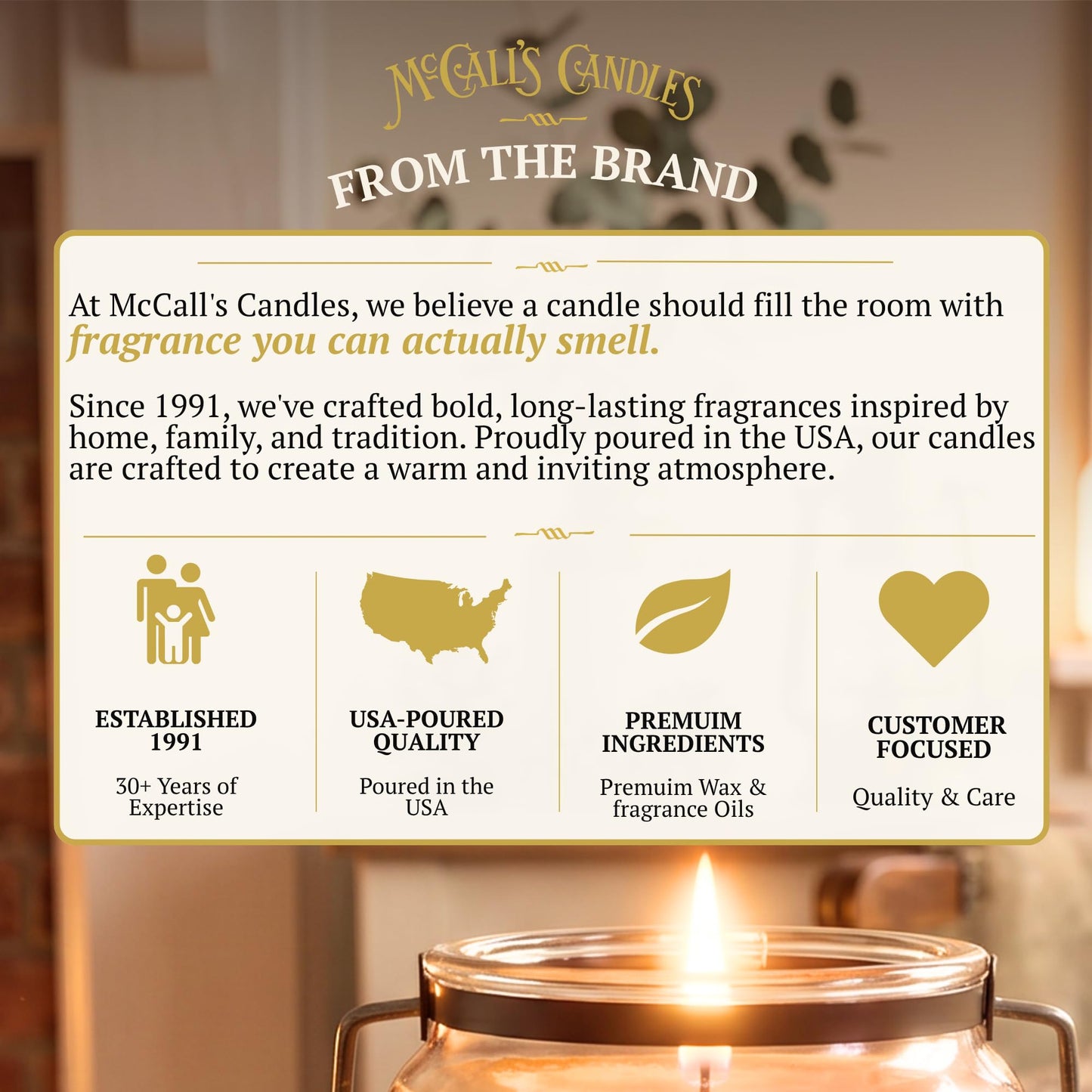 McCall’s Candles | Cabin Scents | 26 oz Scented Candle | USA-Poured | Vintage Rustic Jar with Carrying Handle | Spicy Pine & Outdoorsy Fragrance
