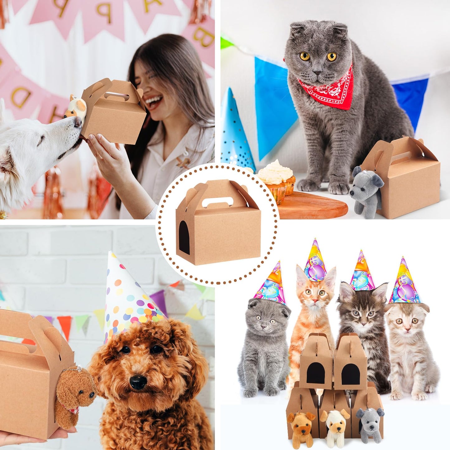 Fainne 24 Pcs Party Favors Boxes Foldable Treat Gift Boxes Candy Goodie Cases Decorations Adopt Pet Gift for Birthday Wedding Bridal Shower Party Favors (Classic)