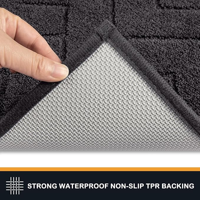 PURRUGS Dirt Trapping Door Mat 24" x 84", Non-Slip Machine Washable Entry Rug, Dog Doormat, Indoor Front Door Mat, Super Absorbent Entryway Rug for Muddy Shoes & Paws, Charcoal