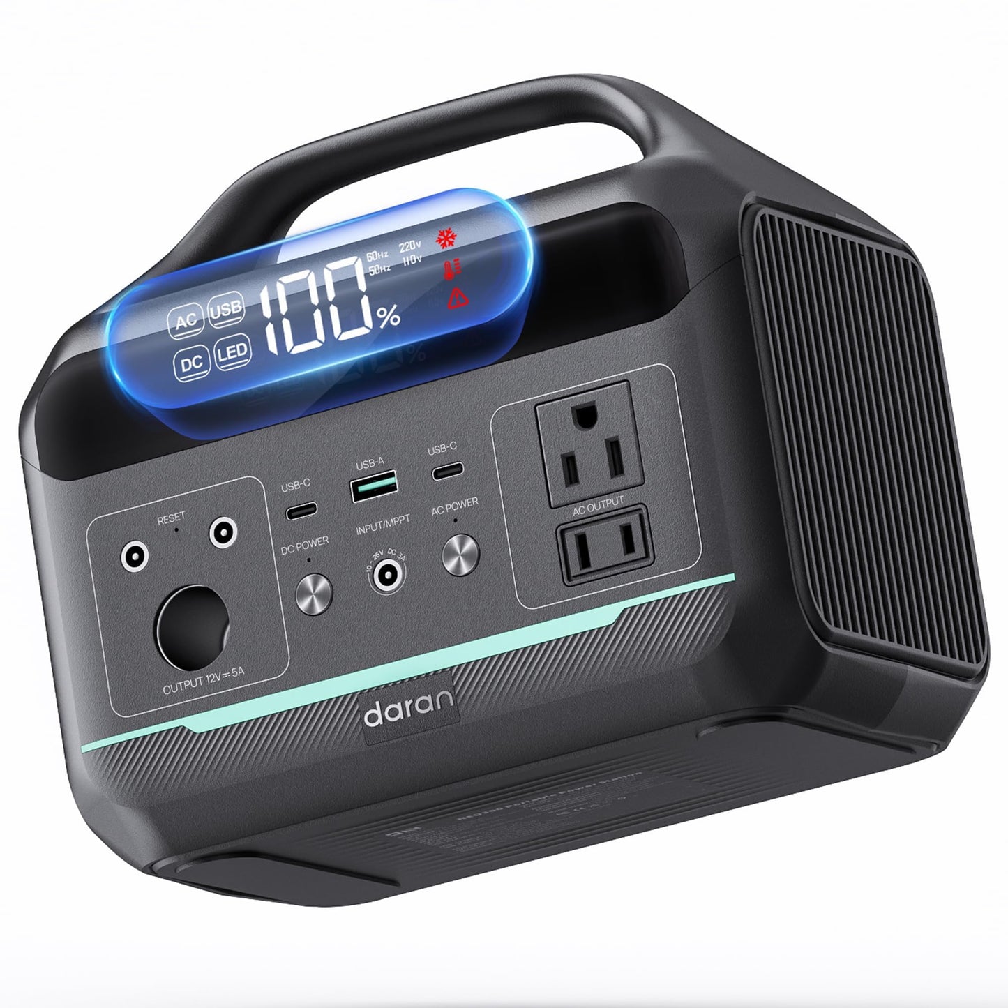 DARAN Portable Power Station 300W (600W Peak), 192Wh LiFePO4 Battery Solar Generator with 60W PD Fast Charge, 5.84lbs Lightweight Backup Battery for Outdoor Camping, CPAP, RV (Solar Panel Optional)