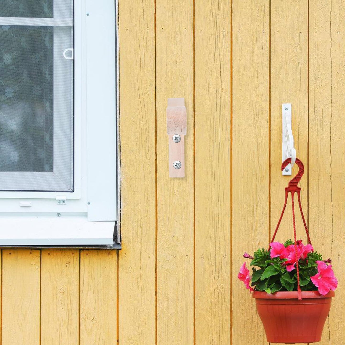 TOYANDONA 2pcs Wooden Plant Hangers Wall Mount Hooks for Indoor Outdoor Flower Pots Lantern Wind Chimes Decorative Gardening Brackets Balcony Hook