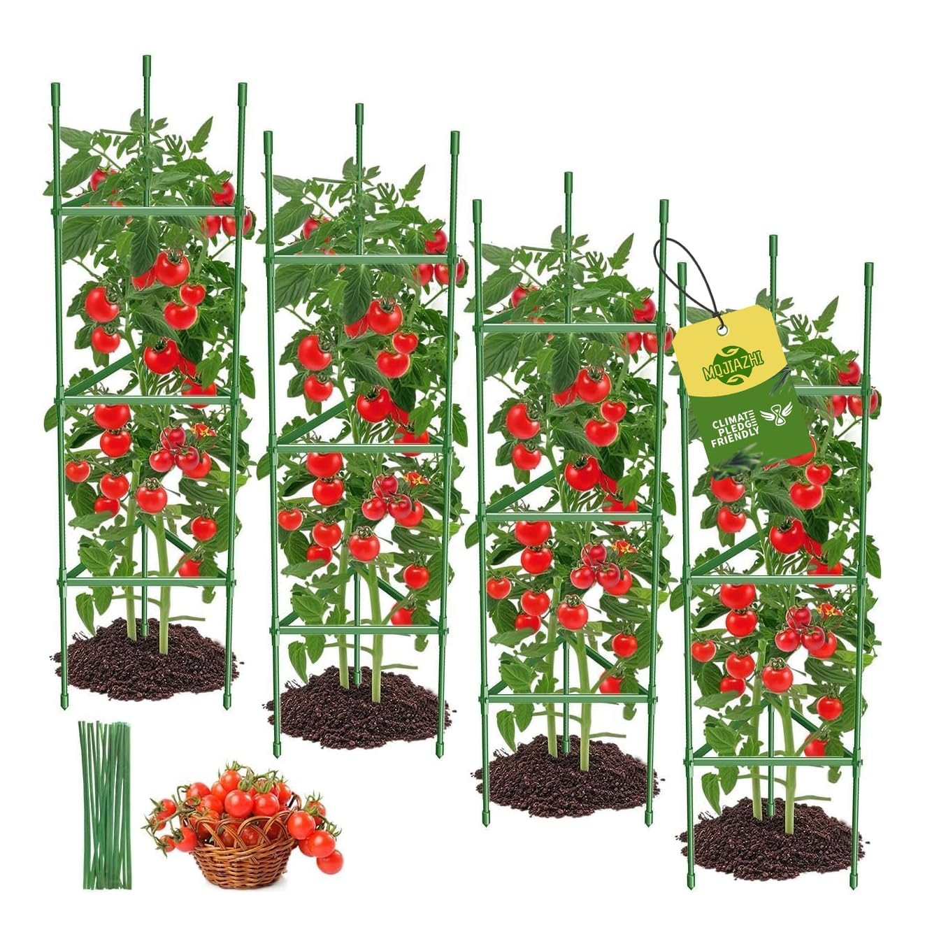 4PCS Tomato Cages for Garden, Tomato Trellis for Raised Garden Bed, 51.2" Tall Cage Plant Support for Pots, Gardening Supplies Trellis for Climbing Plants (4PCSï¼High: 51.2 Inch)