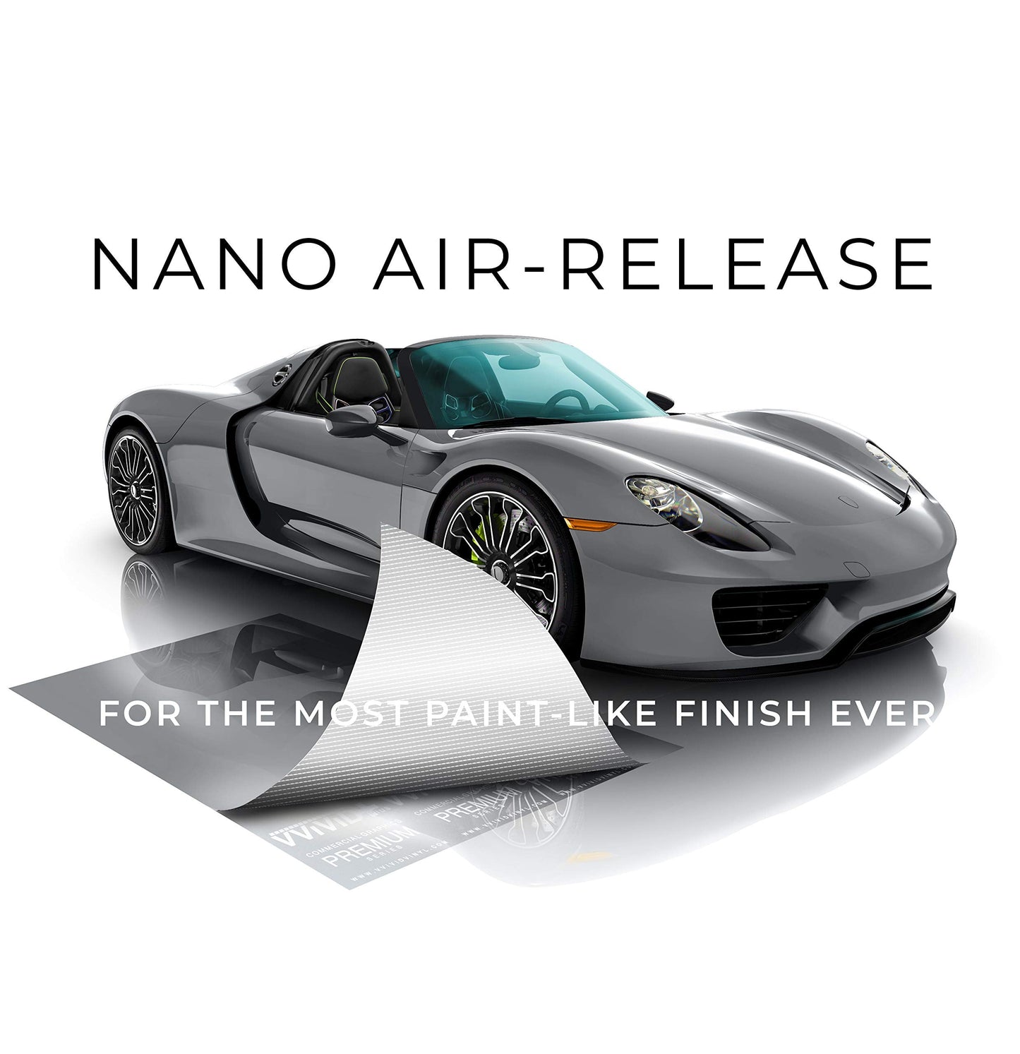 VViViD+ Ultra Gloss Nardo Dark Grey Vinyl Car Wrap Premium Paint Replacement Film Roll with Nano Air Release Technology, Stretchable Protective Cap Liner, Self Adhesive (100ft x 5ft)