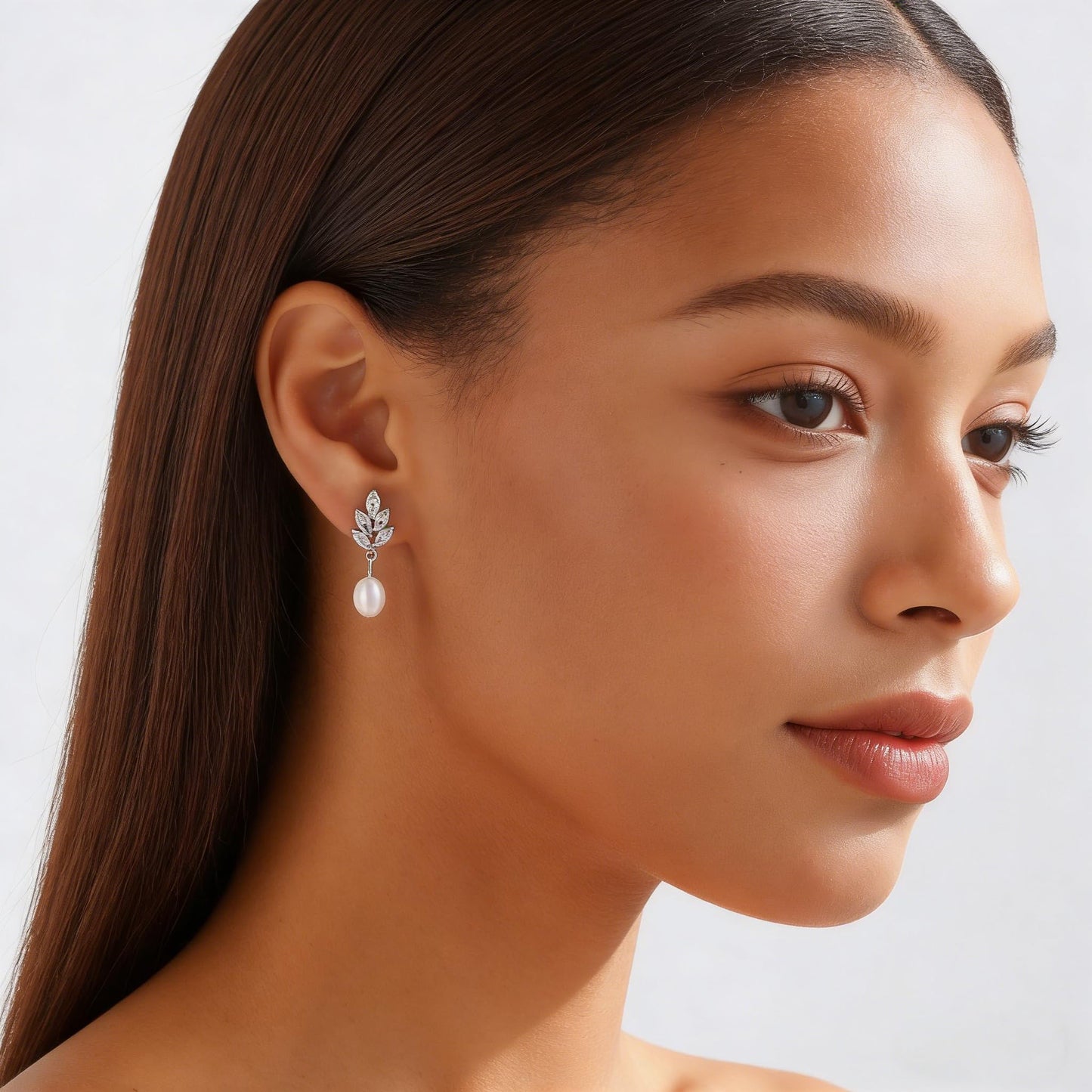 Solistra Pearl Earrings for Women Dainty Diamond Pearl Drop Earrings Silver Plated Dangle Earrings for Weddings Gifts Bridesmaid Gifts