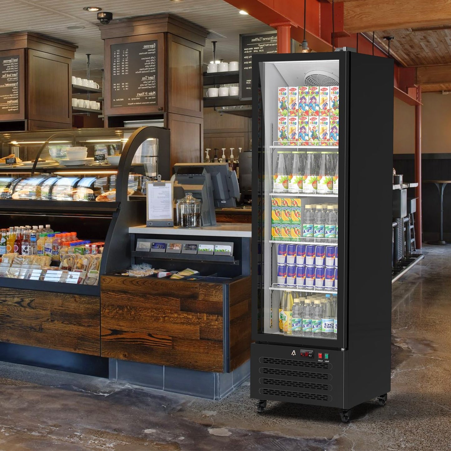 IDEALHOUSE Commercial Refrigerators, 13.4 Cu.Ft Beverage Cooler, Commercial Fridge with Glass Door Display, LED Light Adjustable Shelves Drink Cooler for Restaurant Grocery Store Home, Black