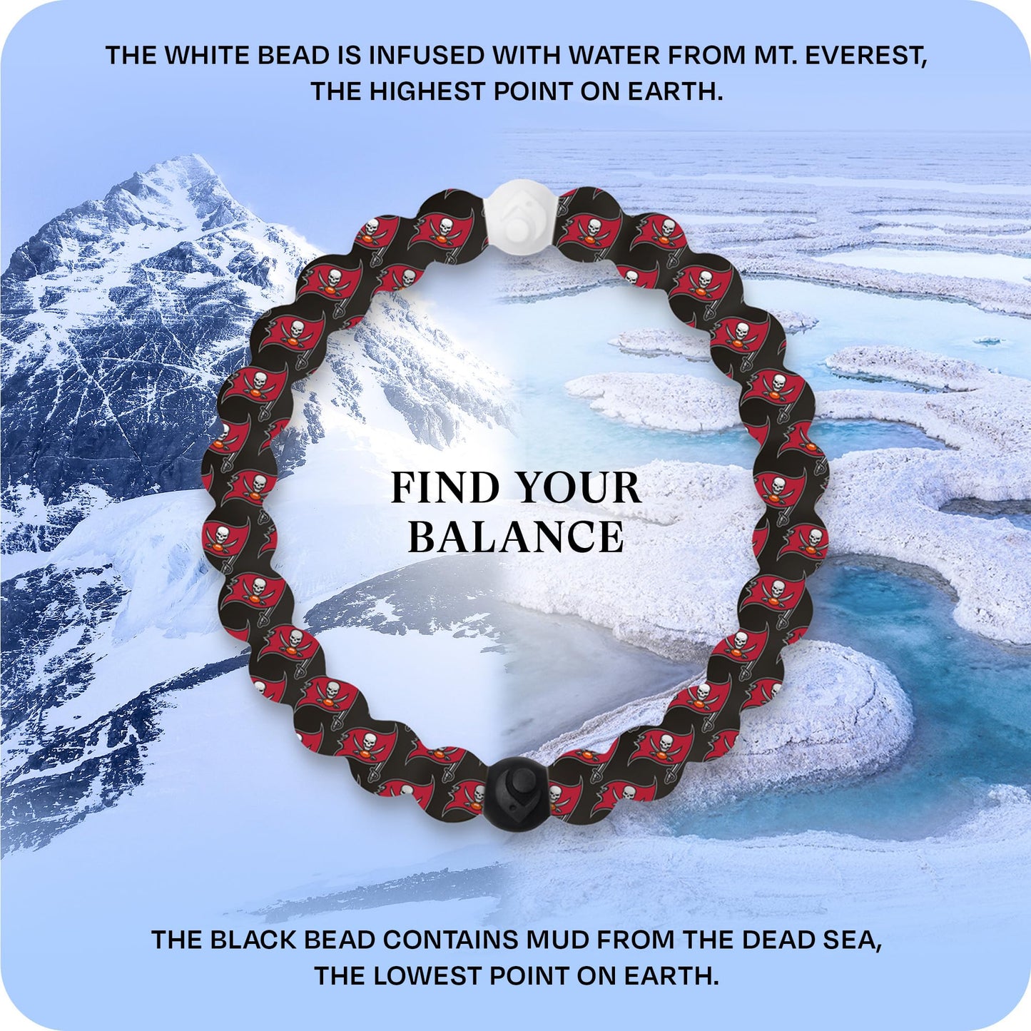 Lokai Silicone Beaded Bracelet for Men & Women, NFL Football Collection - Tampa Bay Buccaneers, Medium - Silicone Jewelry Fashion Bracelet Slides-On for Comfortable Fit