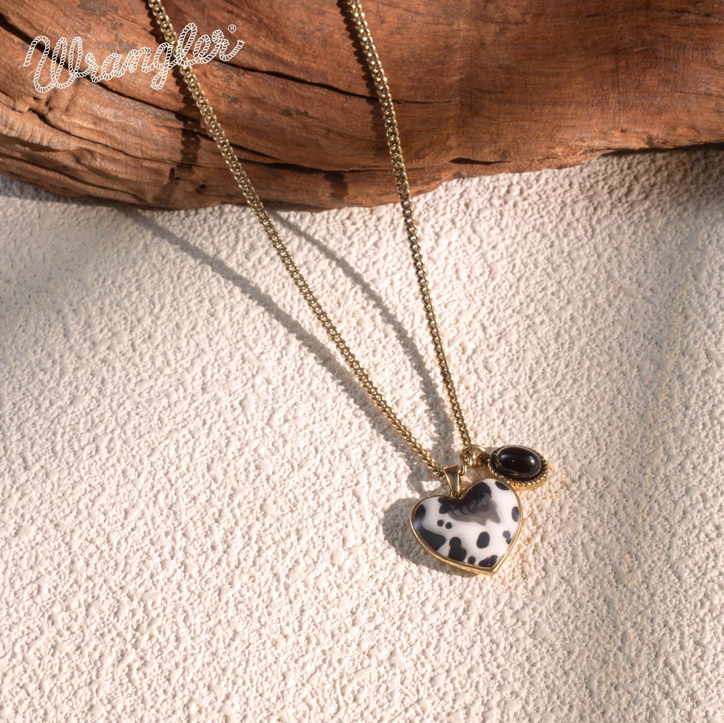 Montana West x Wrangler Western Pendant Necklace for Women 14k Gold Silver Heart Statement Turquoise Cowgirl Vintage Trendy Fashion Jewelry WNS-1129G-BK