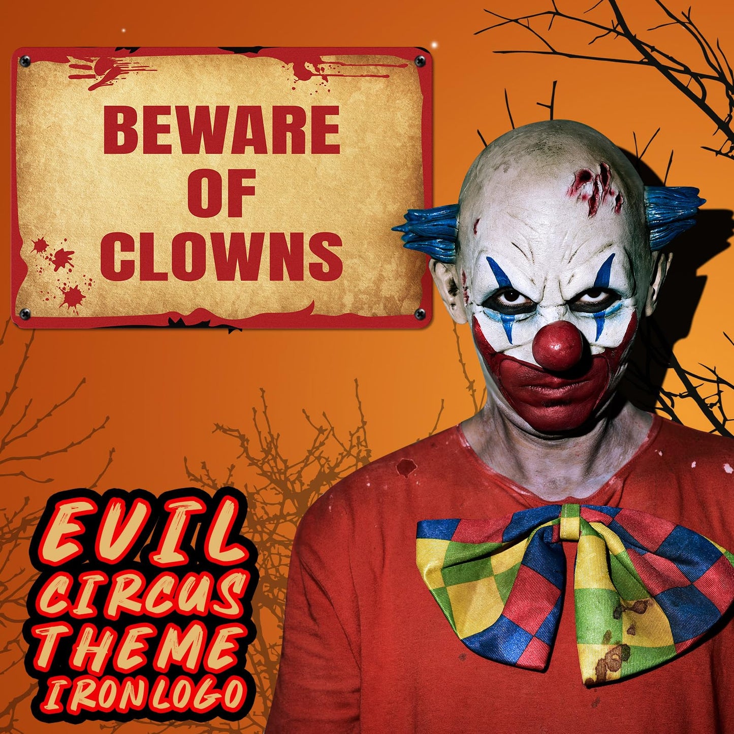 MorningRo 2 Pcs Halloween Clown Metal Signs Beware of Clowns and Creepy Carnival Metal Tin Signs Halloween Evil Circus Porch Sign for Carnival Party Clown Holiday Outdoor Indoor Decoration