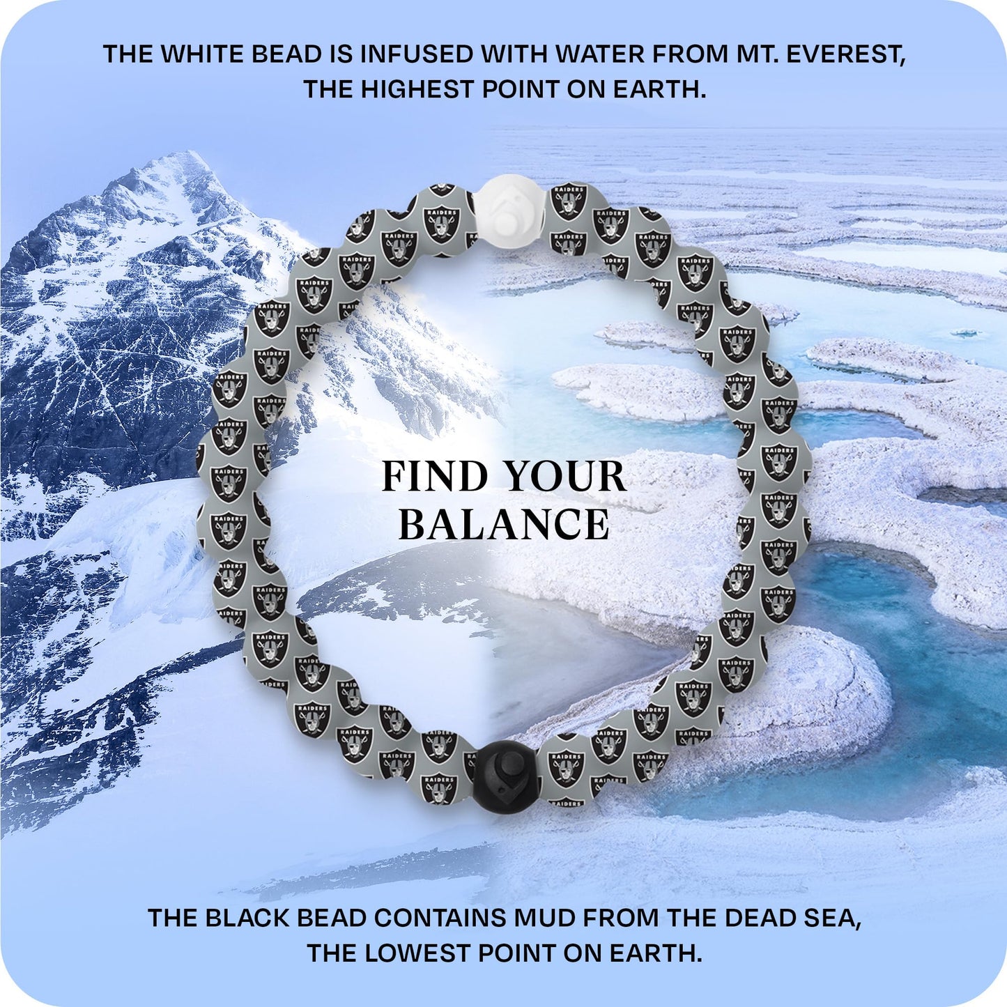 Lokai Silicone Beaded Bracelet for Men & Women, NFL Football Collection - Las Vegas Raiders, Medium - Silicone Jewelry Fashion Bracelet Slides-On for Comfortable Fit