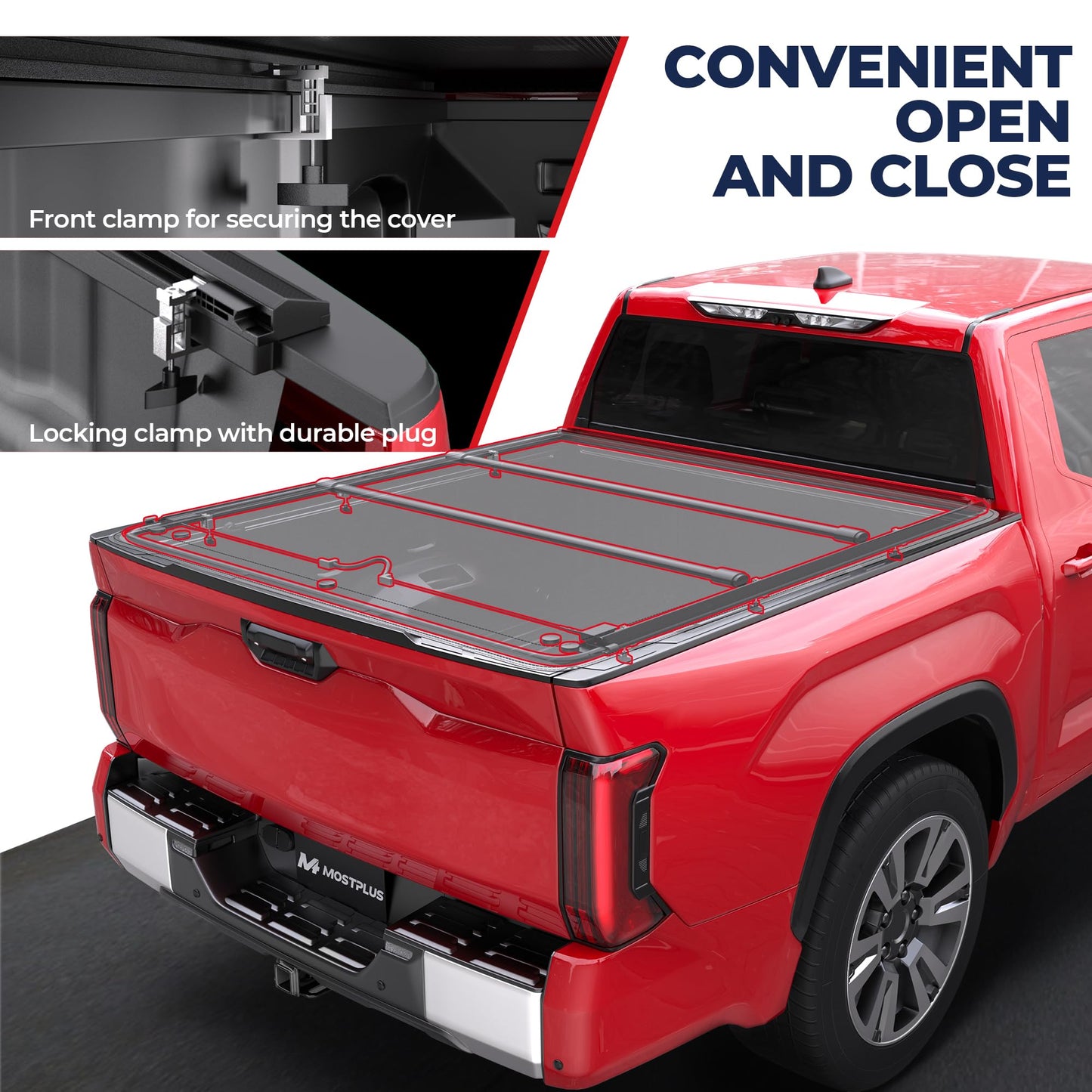 MOSTPLUS Roll-Up Soft Vinyl Truck Bed Tonneau Cover Compatible with 2007-2013 Toyota Tundra Fleetside w/Deckrail System 8 FT 97.6 inch On Top