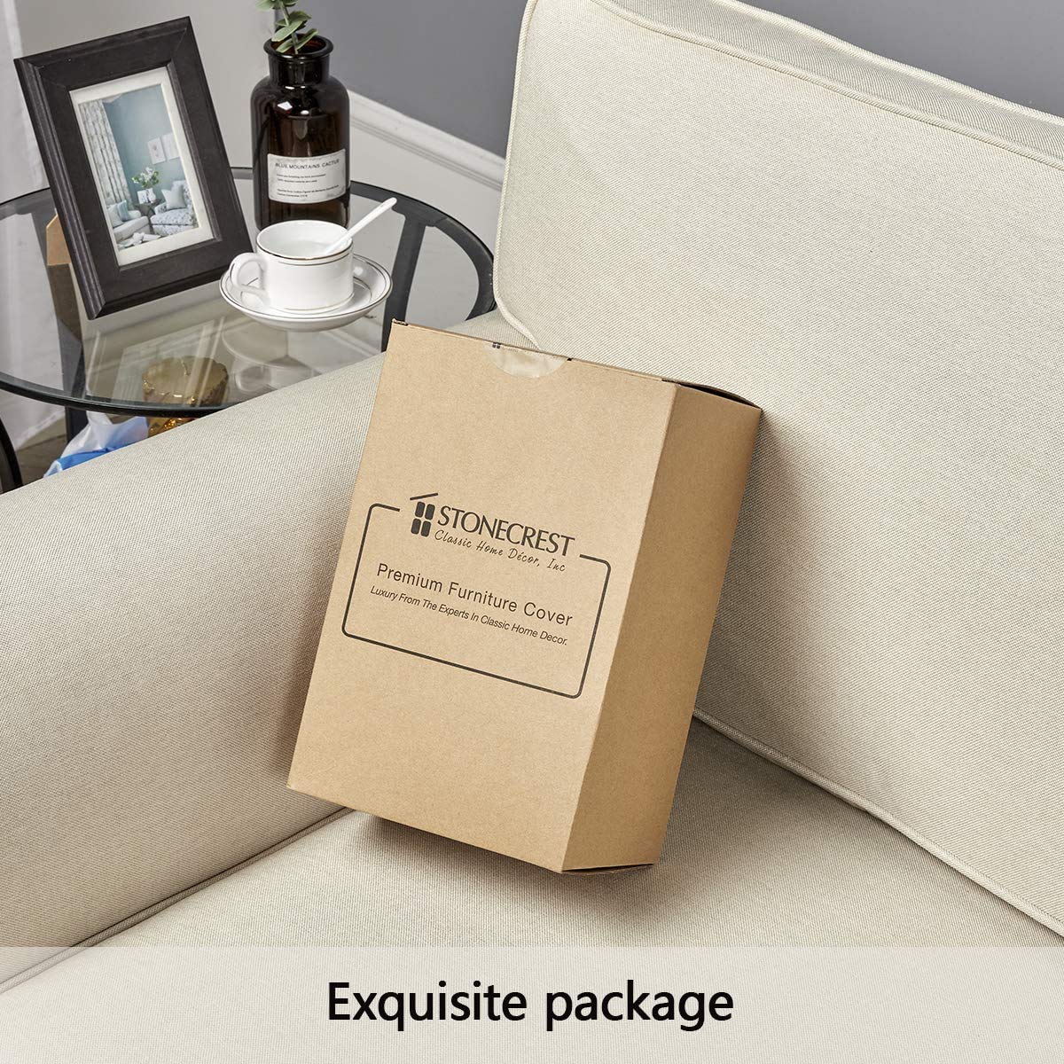 STONECREST Recliner Chair Cover, Water Resistant Velvet Quilted Slipcover, Stay in Place (Dark Grey/Grey, Recliner 34" Regular Oversized & DeepSeat)