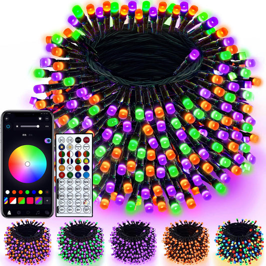 240LED Smart Color Changing Halloween Lights App Controlled, 95FT Waterproof RGB Xmas String Light Music Sync Multiple Modes, Christmas Lights with Remote & Timer Indoor Outdoor Halloween Decorations