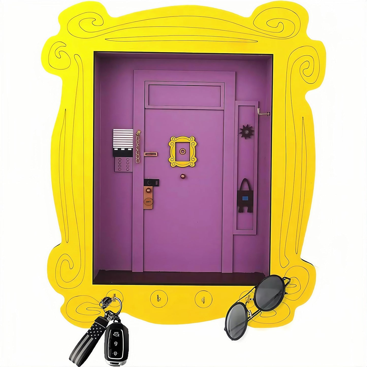 TINVSKQQKJ Friends TV Show Merchandise Key Holder for Wall, Entryway, Bathroom, Funny Tv Show Lover for Living Room and Office