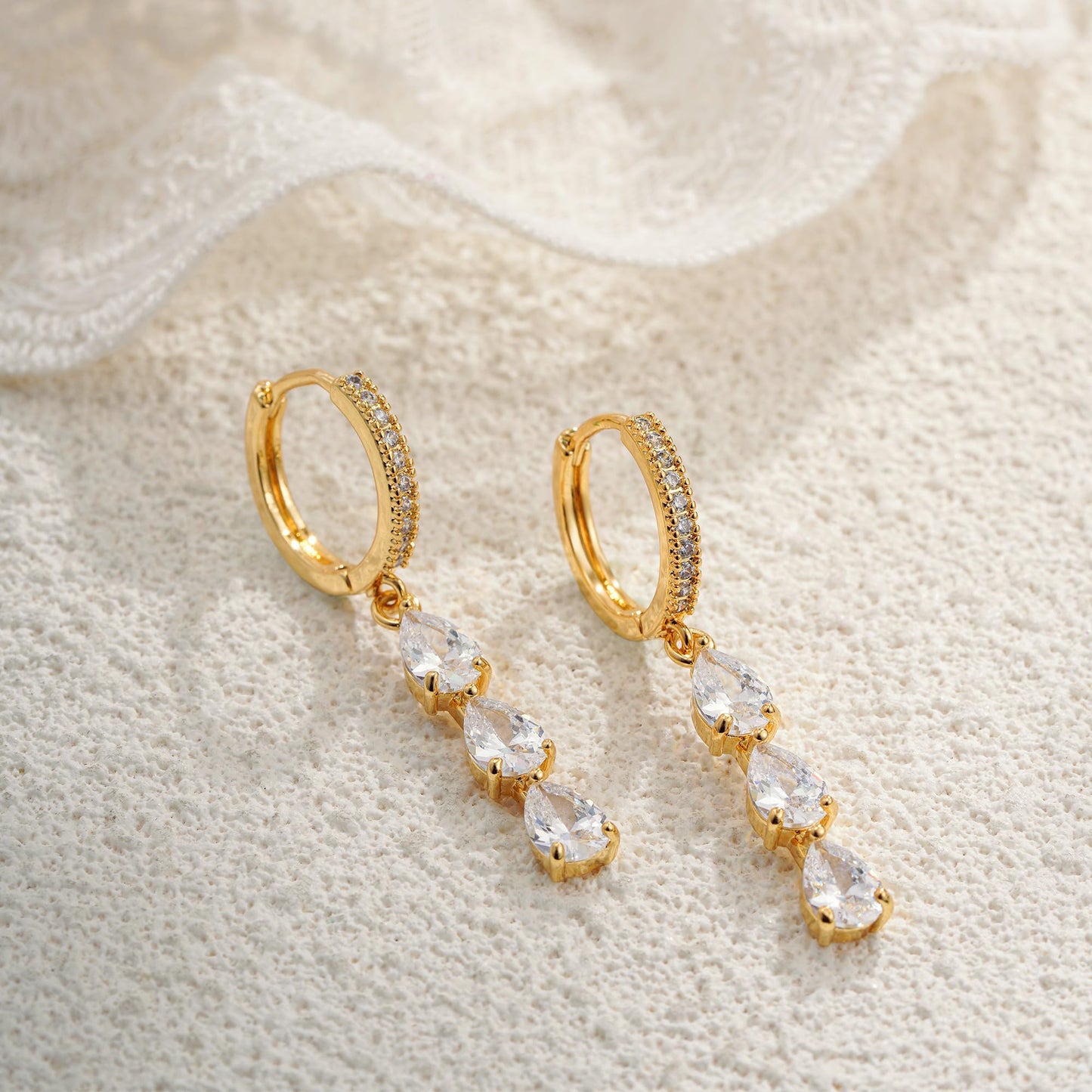 Treasure Bender Gold Hoop Earrings for Women 14k Gold Plated Diamond Huggie Earrings Hypoallergenic Cubic Zirconia CZ Drop Dangle Earrings Dainty Statement Earring Jewelry for Women Trendy Gift