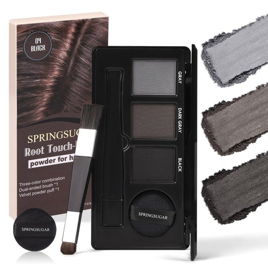 Root Touch Up Hairline Powder – 3 Blendable Shades for Hair Cover Up, Root Coverage & Hairline Filling – 48H Wear, Natural Look for Women & Men – Black
