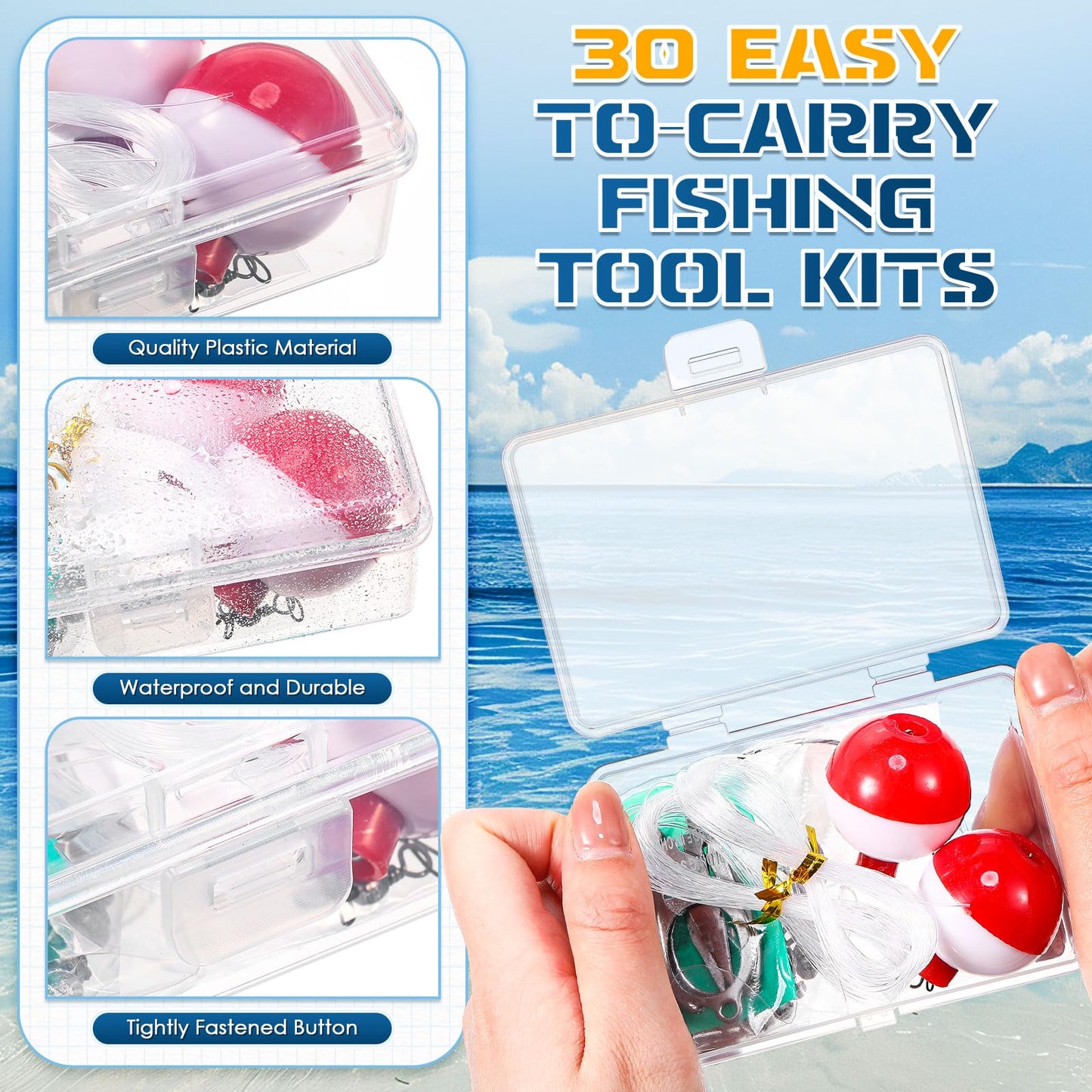 VioraWhite 30 Sets Mini Fishing Kits Bulk Emergency Survival Fishing Kits Fishing Tackle Box with Tackle Included Small Fishing Accessories Kit for Beginner Gifts Summer Outdoor Compact Fishing