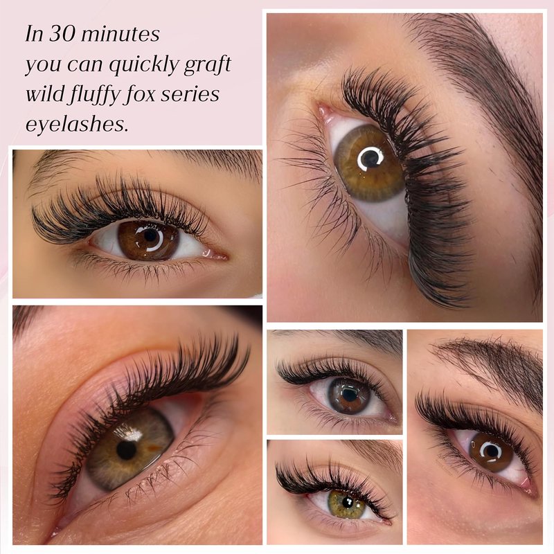 CoMango Fox Eyelashes Extension Flying YY Lashes 5D Mutil-layer Y Shaped Lash Mink Premade Lash Fans C/D Curly Foxy YY Lashes Natural Fluffy Handmade Individual Eyelash Fans(Black,5D-D-9mm)