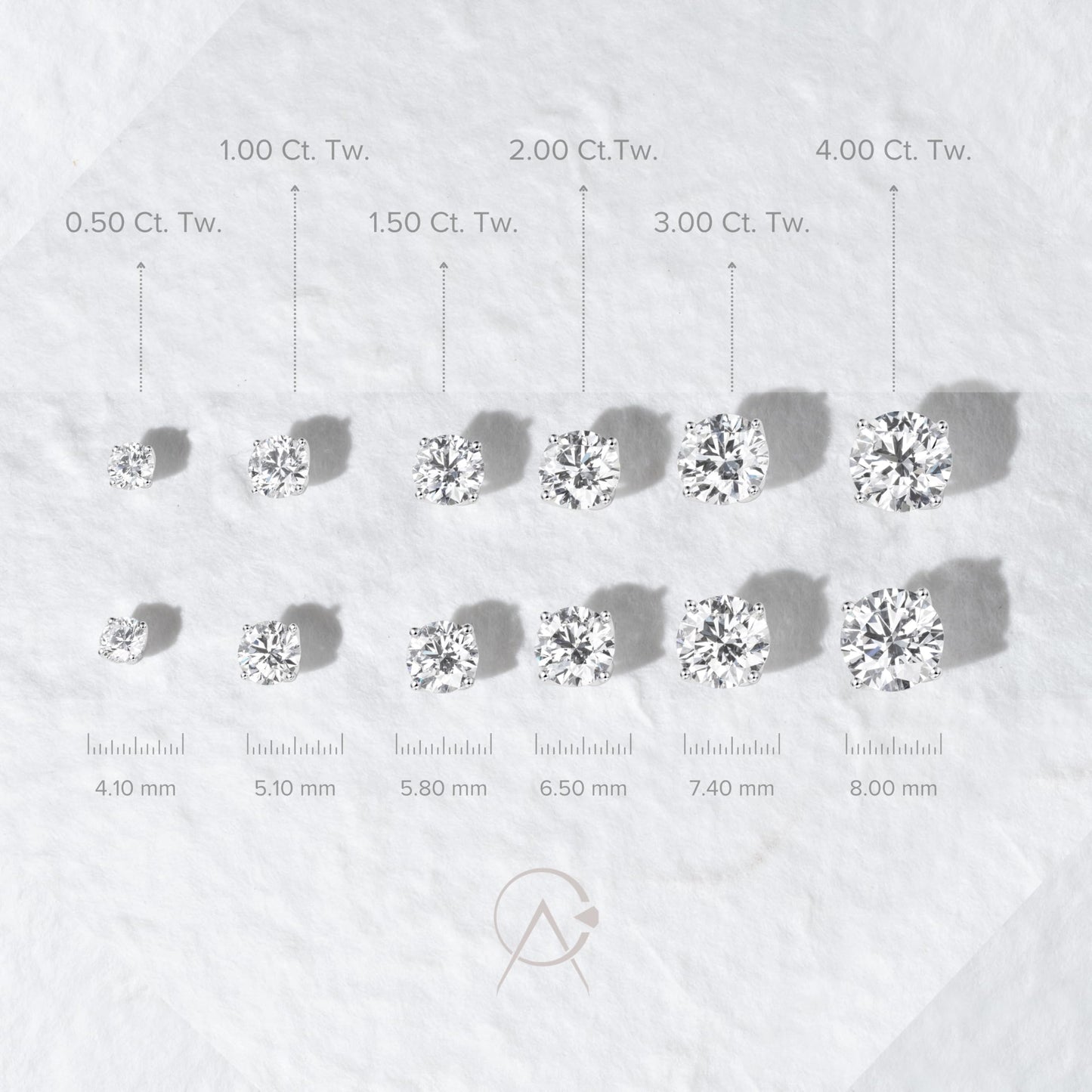 1/2 Carat Brilliant Cut Lab Grown Diamond Round Stud Earrings for Women in 14k White Gold (G-H Color, VS1-VS2 Clarity, cttw) 4-Prong Classic Push Back Studs by Carbon Atelier