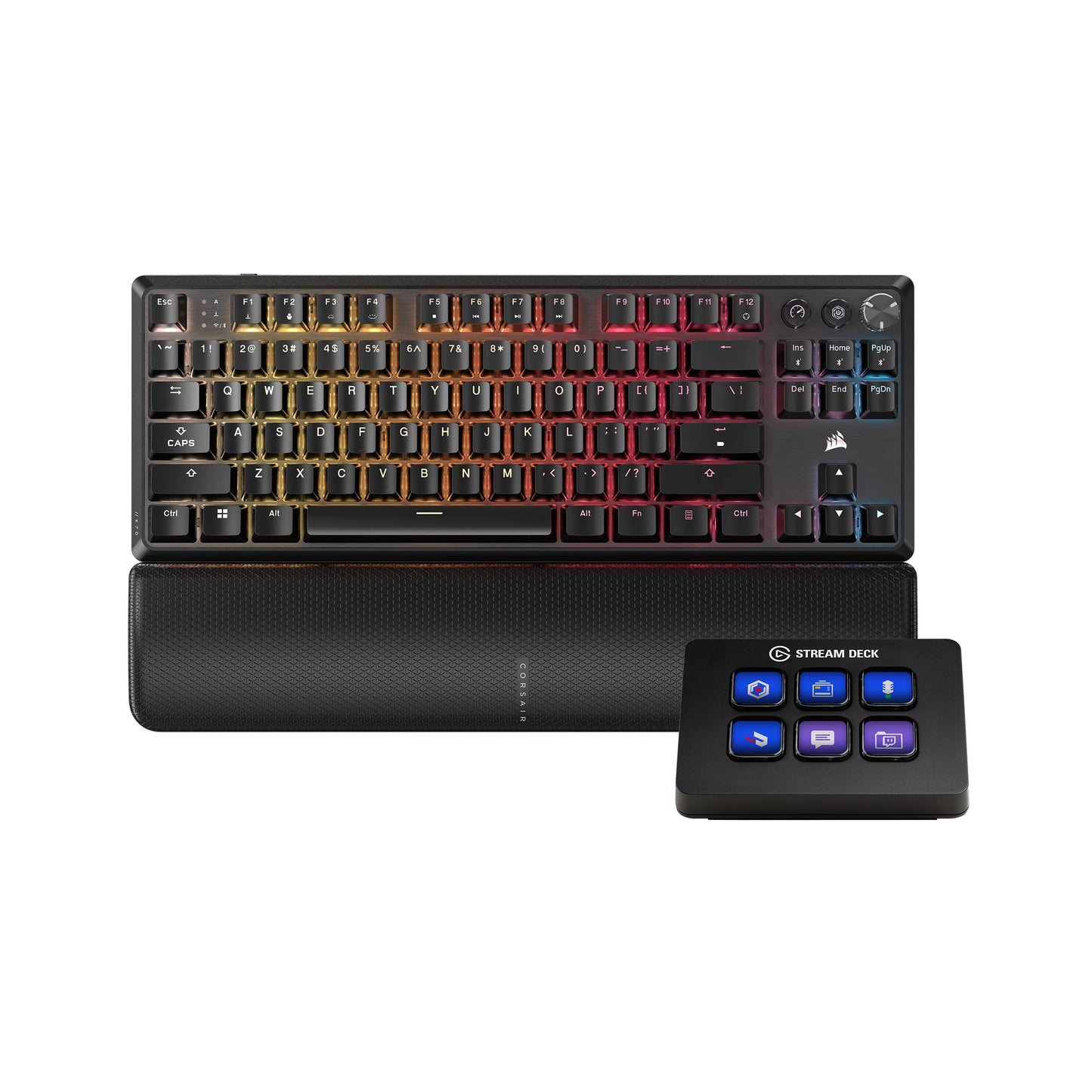 Corsair K70 CORE TKL Wireless + Elgato Stream Deck Mini Bundle - Mechanical Tenkeyless Gaming Keyboard with Studio Controller for Zoom, Teams, PowerPoint, MS Office etc, Compatible with PC/Mac