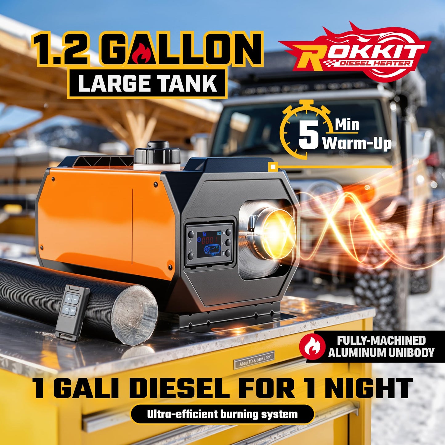 8KW Diesel Heater, 12V/110V Portable Diesel Heater, diesel air heater with thermostat, Remote Control, for Fast, Quiet Heat in Truck, RV, Home, Car, Campers, Boat