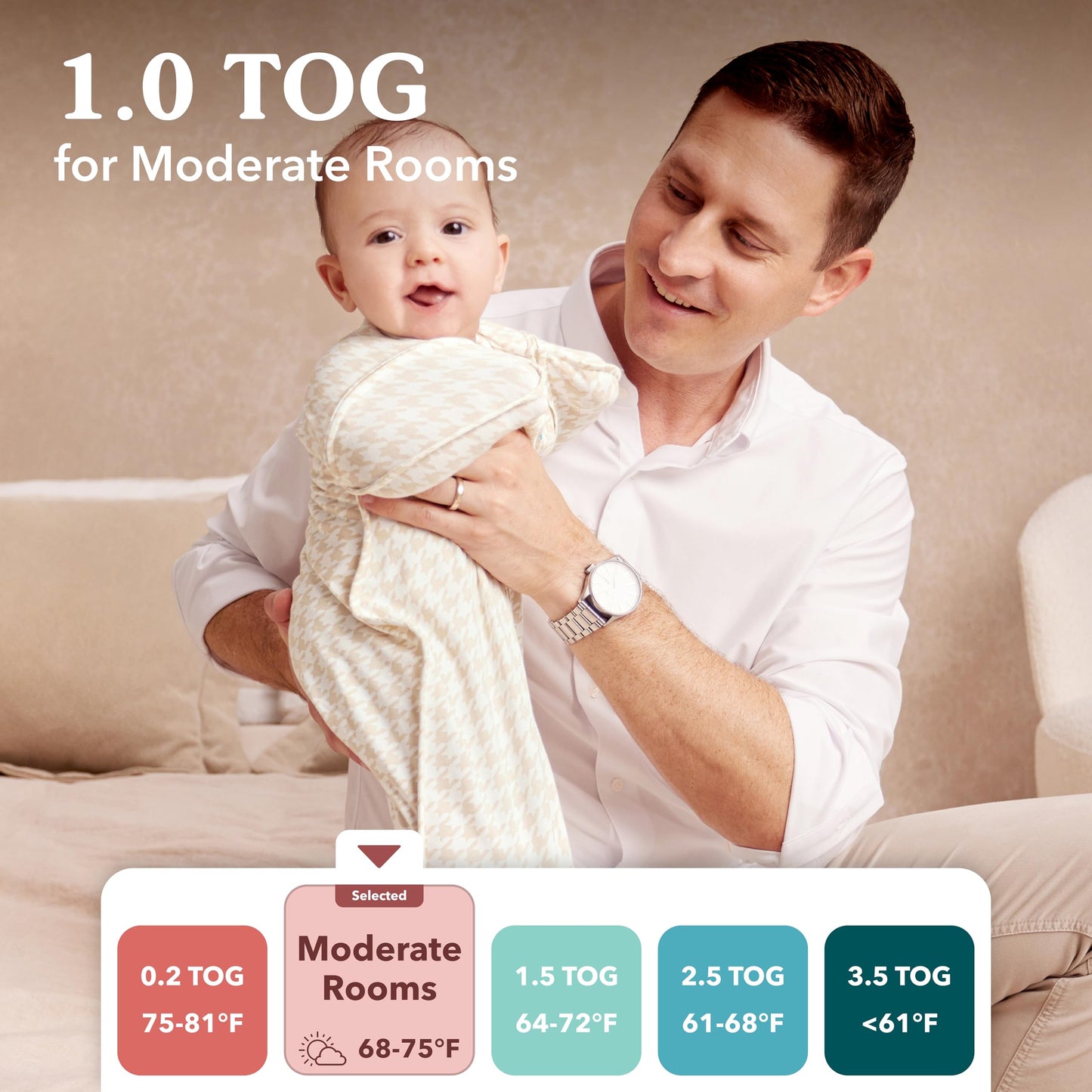Love to Dream Swaddle Up Transition Bag Original, Arms Up Position, Light and Ultra Breathable Cotton - Sleep Bag - 1.0 TOG - (20-24°C) Ideal for Moderate Temps (Moon Olive, Large, 8.5–11kg)