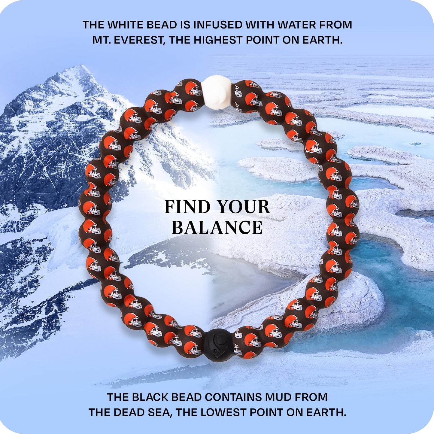 Lokai Silicone Beaded Bracelet for Men & Women, NFL Football Collection - Cleveland Browns, Logo, Medium - Silicone Jewelry Fashion Bracelet Slides-On for Comfortable Fit
