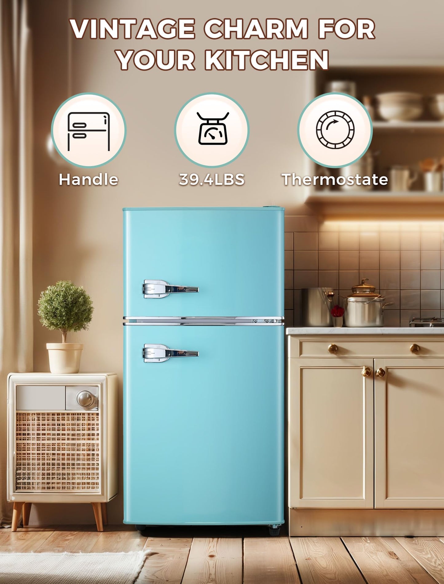 Anypro 3.2 Cu.Ft Fridge with Freezer, Double Door Refrigerator with Freezer, Temperature Control, Adjustable Shelves, Fridge for Office, Bedroom, Dorm, Garage, RV