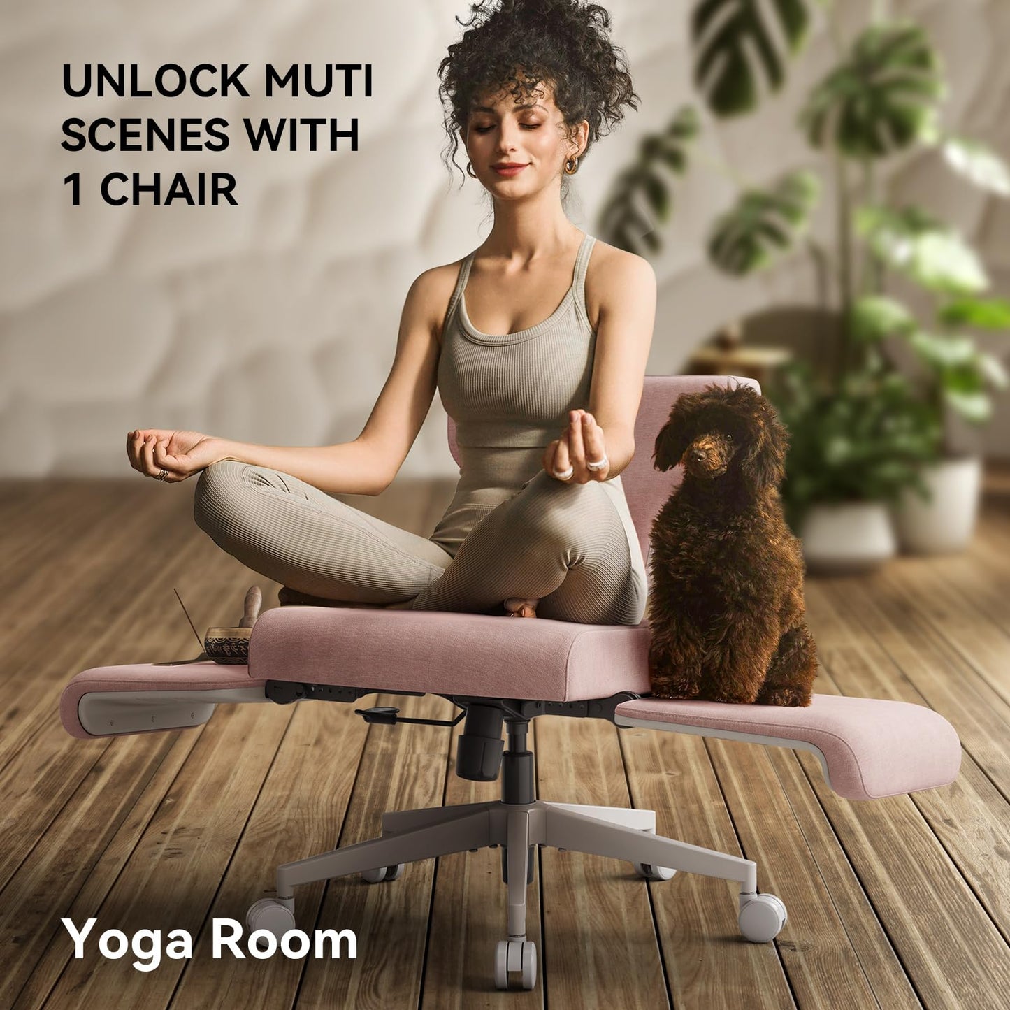 Newtral Freedom-X Criss Cross Chair with Wheels & Amrests- Cross Legged Office Chair with Laptop Tray, Multi-Position Recliner Chair, Adjustable Ergonomic Chair, Relax, Work from Home