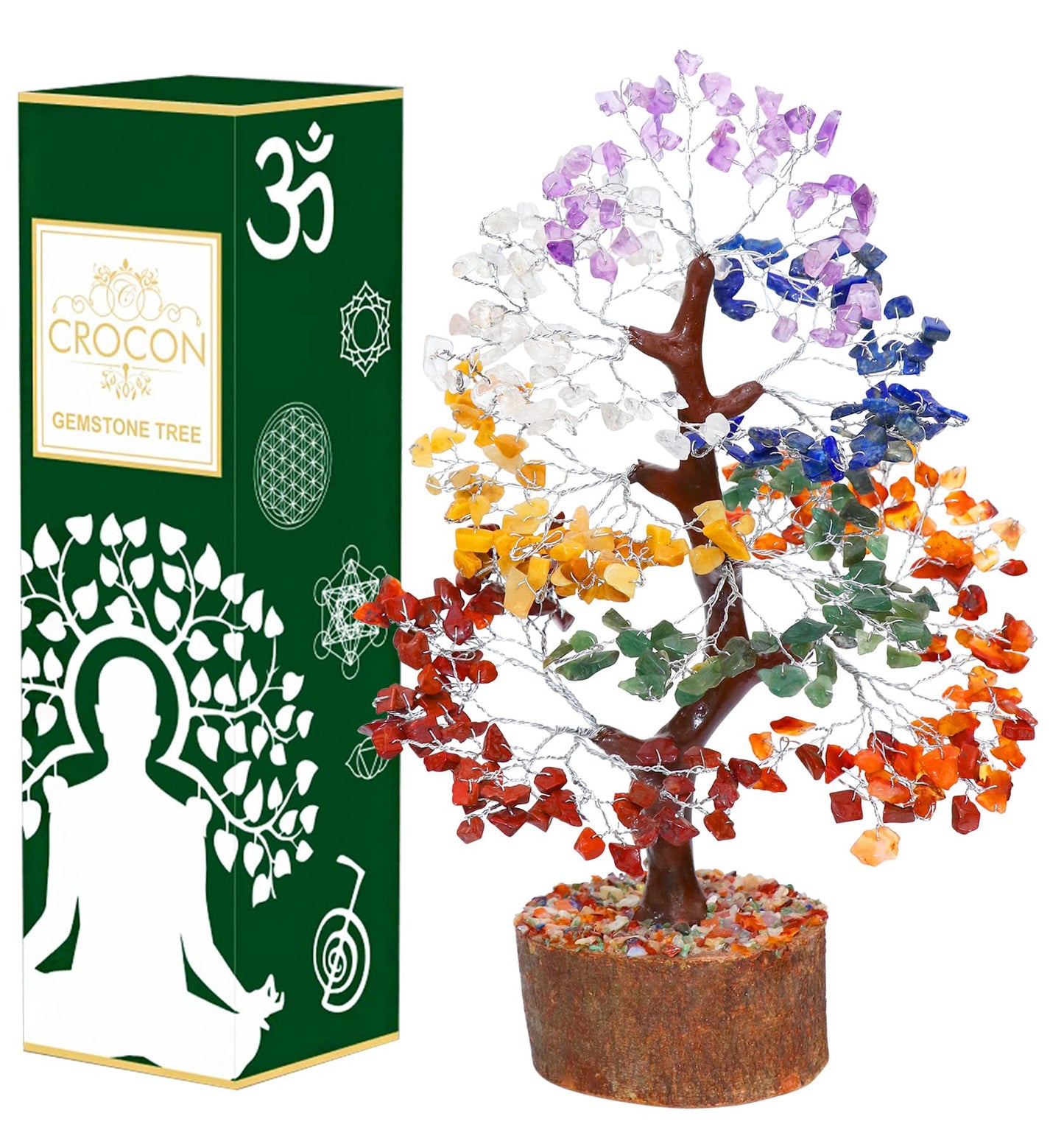 Crocon® 7 Chakra Tree of Life, Crystal Tree of Life - Gemstone Money Tree, Feng Shui Tree, Crystal Decoration, Artificial Tree, Spiritual Gift, Seven Chakra Tree, Healing Crystal Tree Gifts