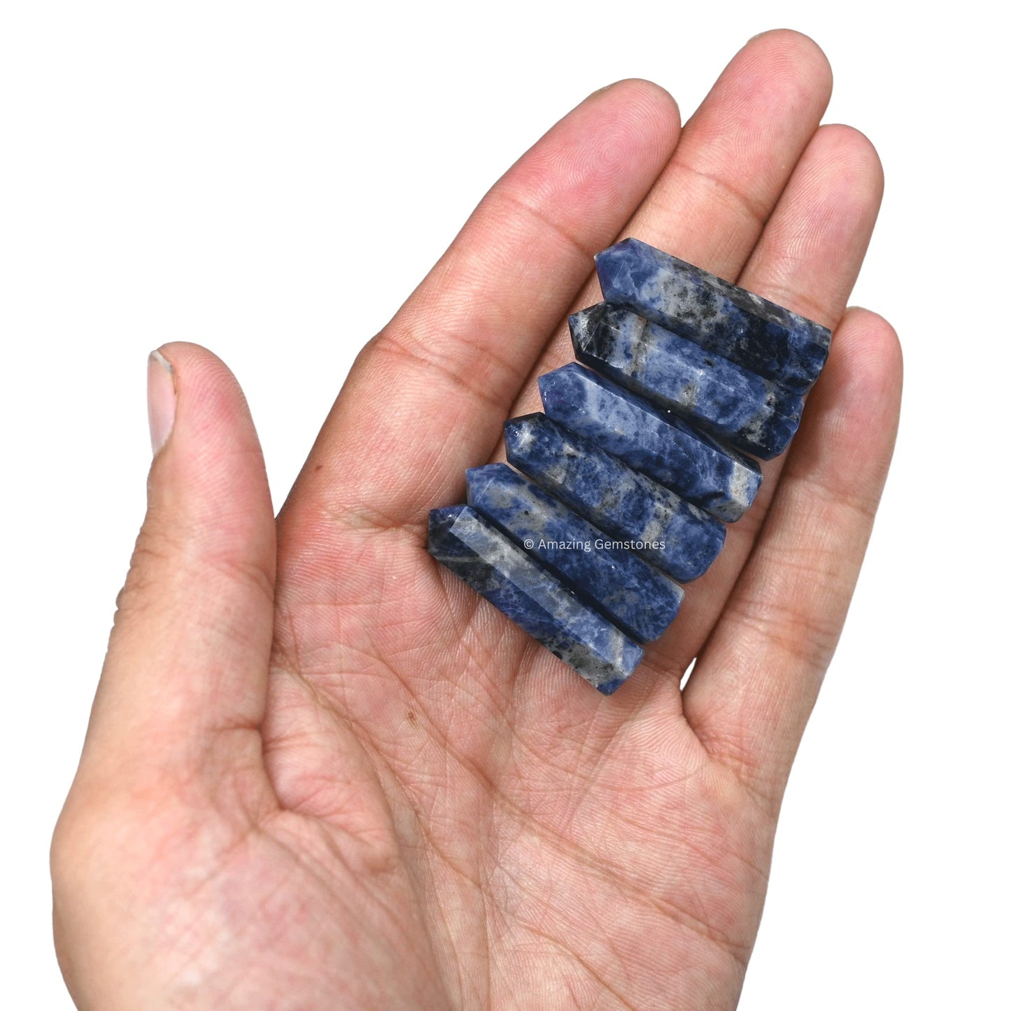Amazing Gemstone Sodalite Crystal Points Bulk Healing Crystals and Stones - Pack of 3 Single Terminated Healing Wand Point Bulk Crystals for Crafts, Crystal Grid, DIY Work