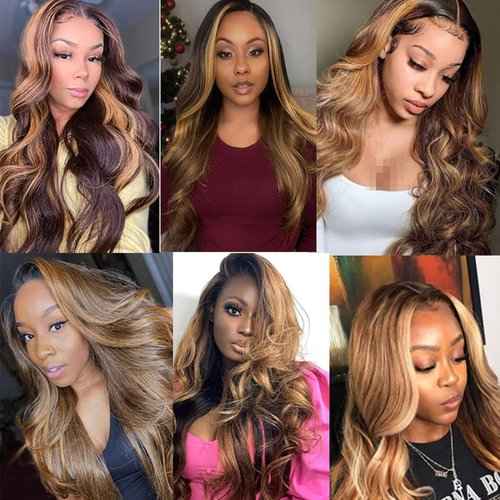 Fabimiya Water Wave P4/27 Human Hair Bundles 16 18 20 Inch Unprocessed Brazilian Virgin Hair Bundles P4/27 Human Hair Quick 11A Weave Hair Extension