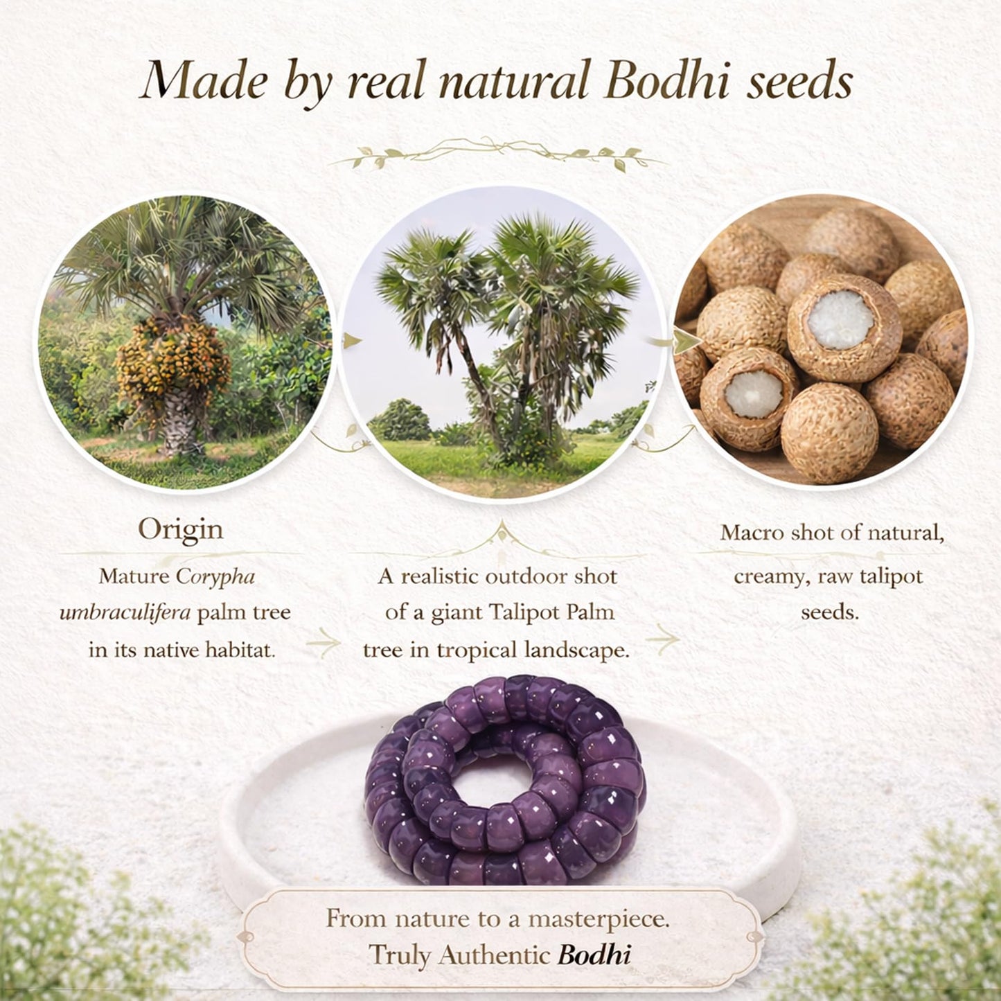 Zaquki Fidget Bracelet Natural Bodhi Beaded Bracelets Anxiety Relief Items Healing Energy Protection Stretch Bracelet Spiritual Jewelry Gift for Women Men
