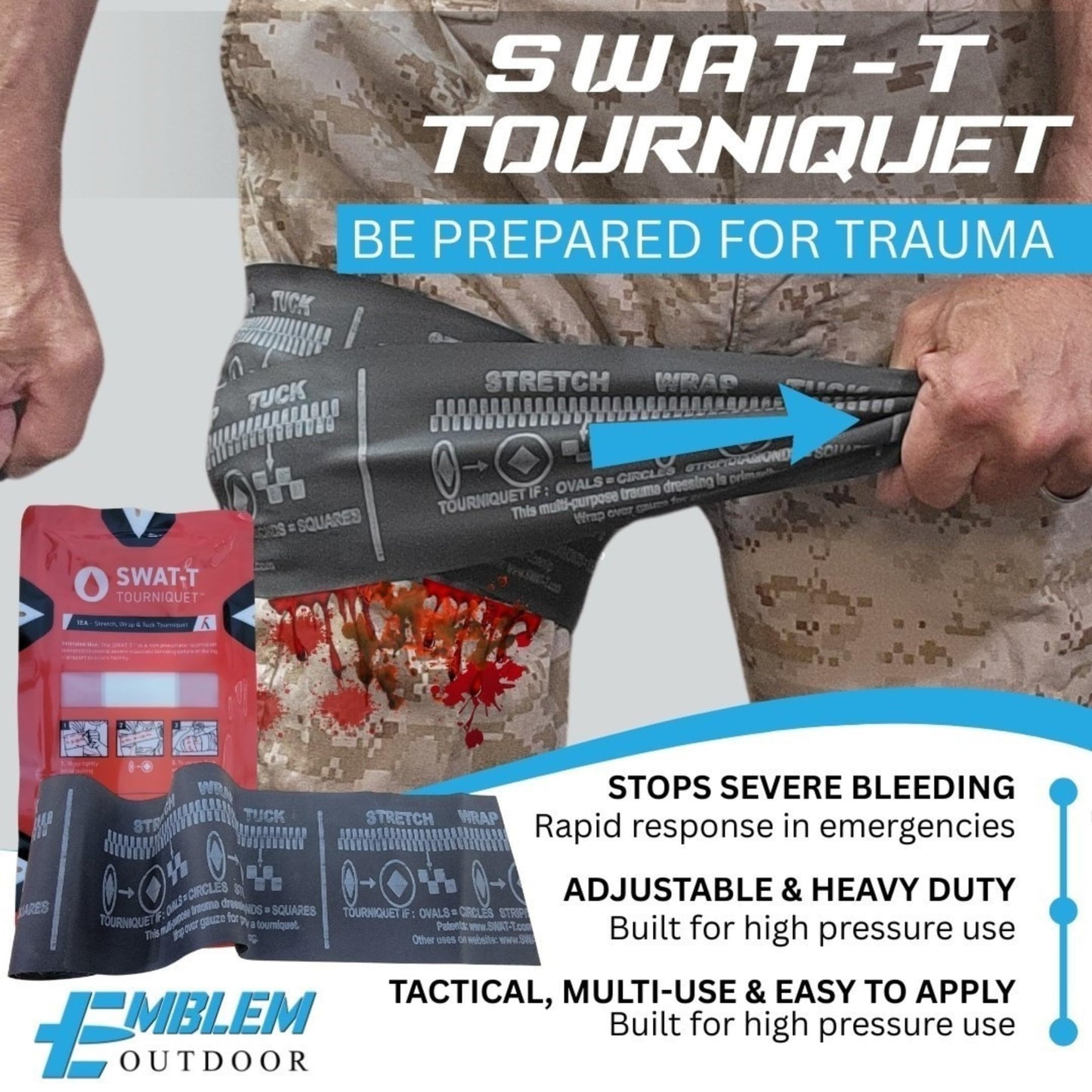 Emblem OD 242 Piece First Aid Survival Kit with Tourniquet Kit | MOLLE IFAK Med Kit | Emergency Medical Trauma Kit | Survival Gear | Tactical First Aid Kit for Car Home and Field | Brown