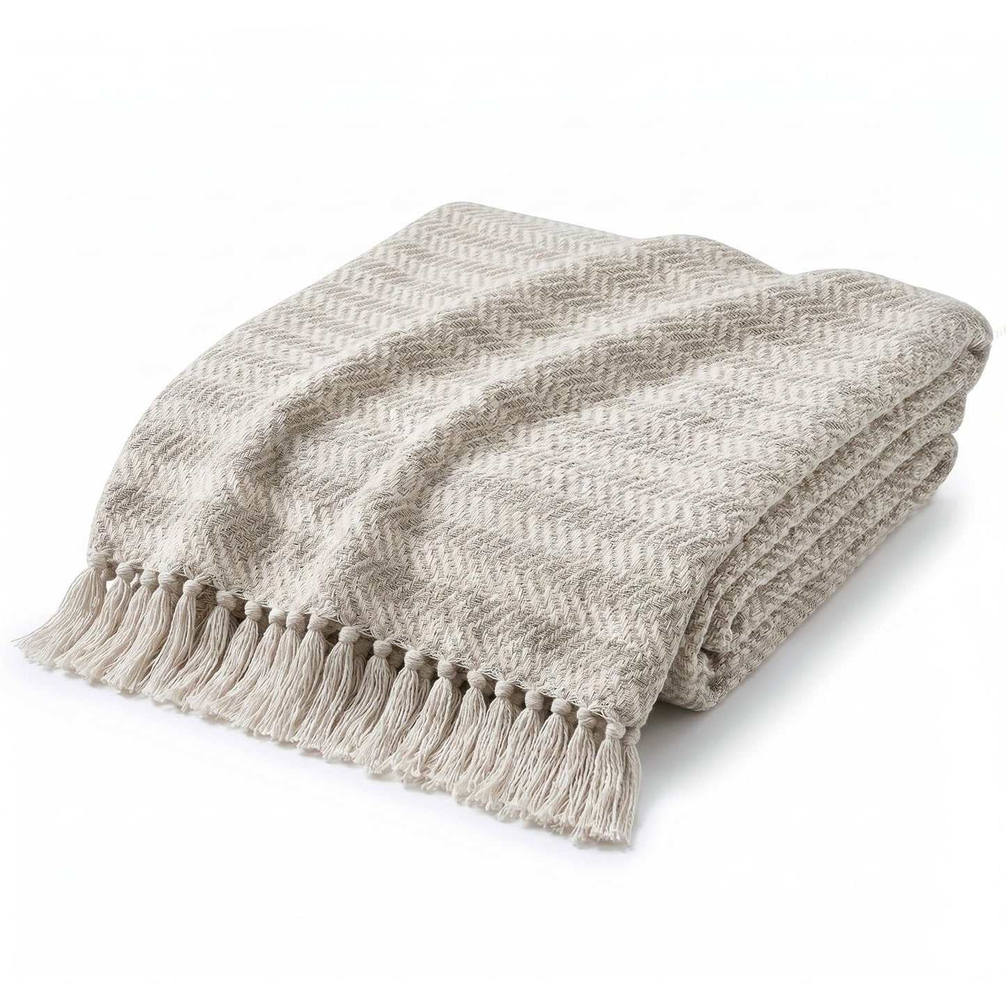 Americanflat 50x60 Throw Blanket - Soft and Breathable Cotton Throw Blanket for Couch, Bed, Chair - Decorative Blankets Perfect for Home, Office, or Outdoor Use - Cream and Beige Zig Zag Design