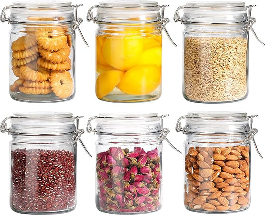 ComSaf 6-Pack 25oz Straight Sided Glass Jars with Lids, Meal Prep & Canning Containers for Overnight Oats, Salads, Fermenting & Pickling, Easy-to-Clean Cylinder Canisters for Pantry