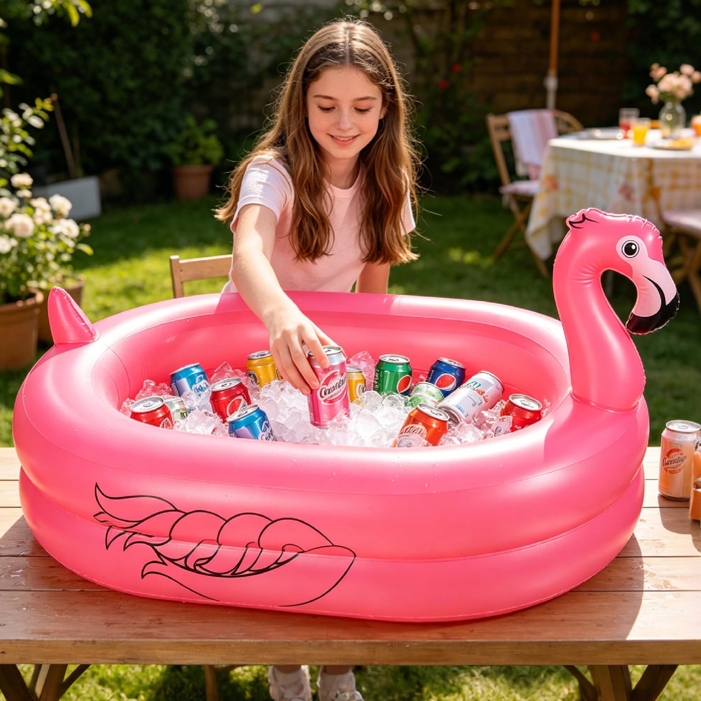 Kiddie Pool, Inflatable Pool, Flamingo Swimming Pool with Inflatable Soft Floor for Outdoor, Indoor, Backyard (60 in)