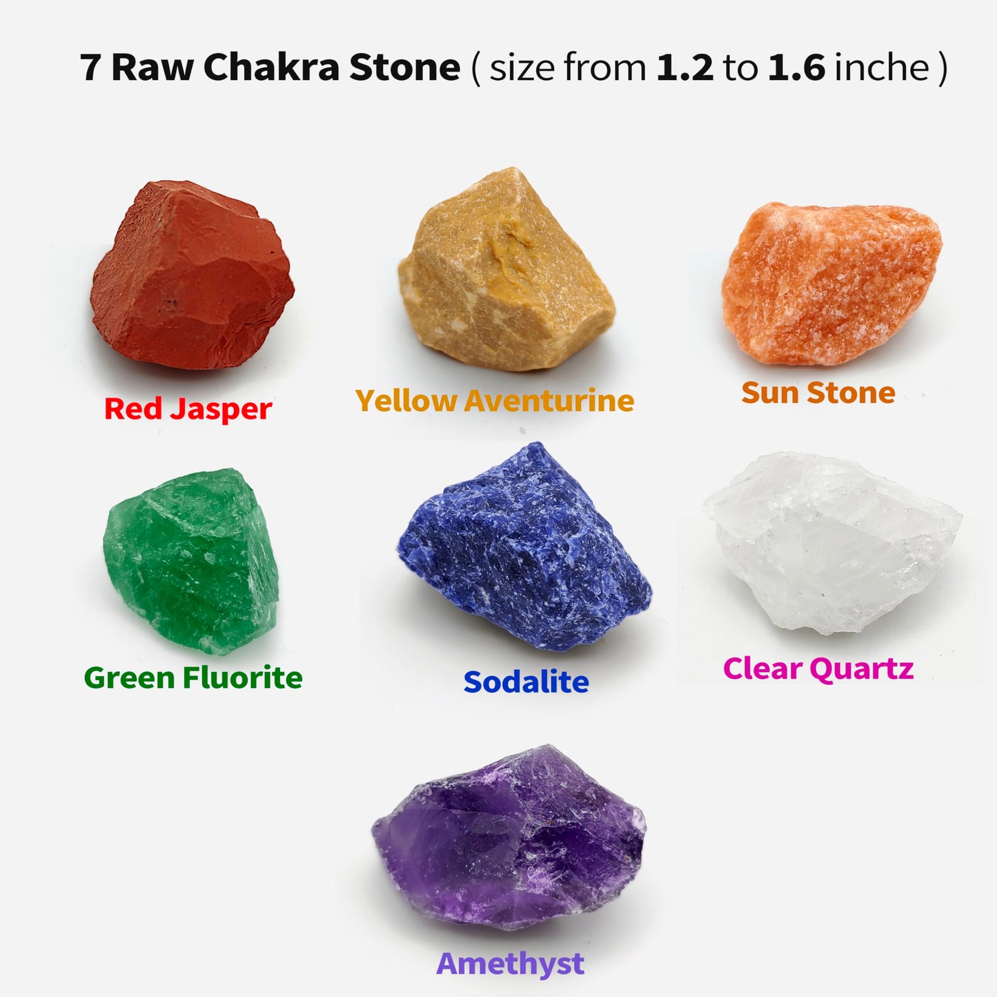 YAFU HOME 7Pcs Chakra Stones and Healing Crystals Gift Box - 7 Premium Raw Stones, Amethyst, Clear Crystal, with Velvet Pouch, Beginner's Gifts, for Meditation, Yoga, Reiki